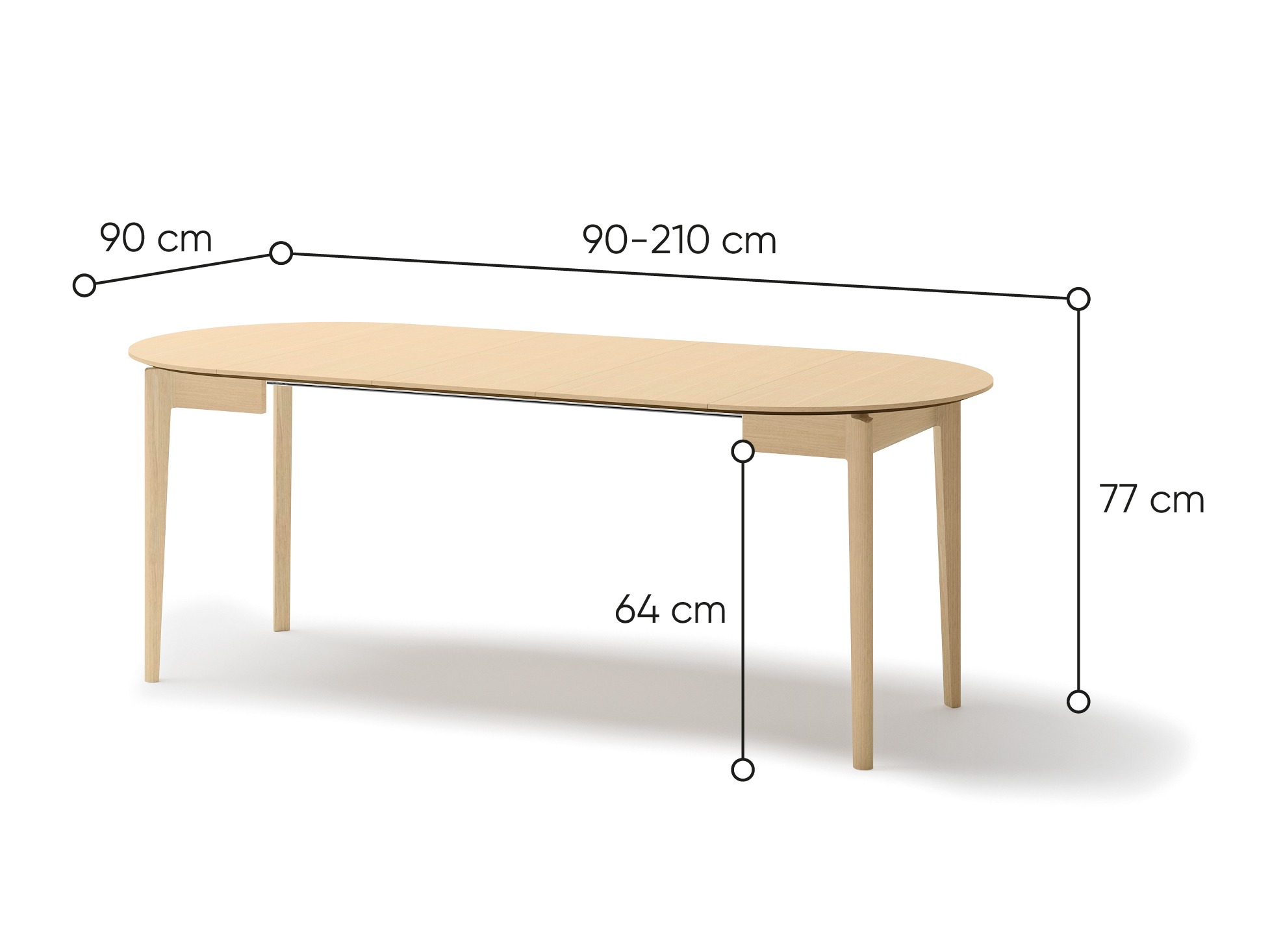 Table Fresno 180 (Light oak)