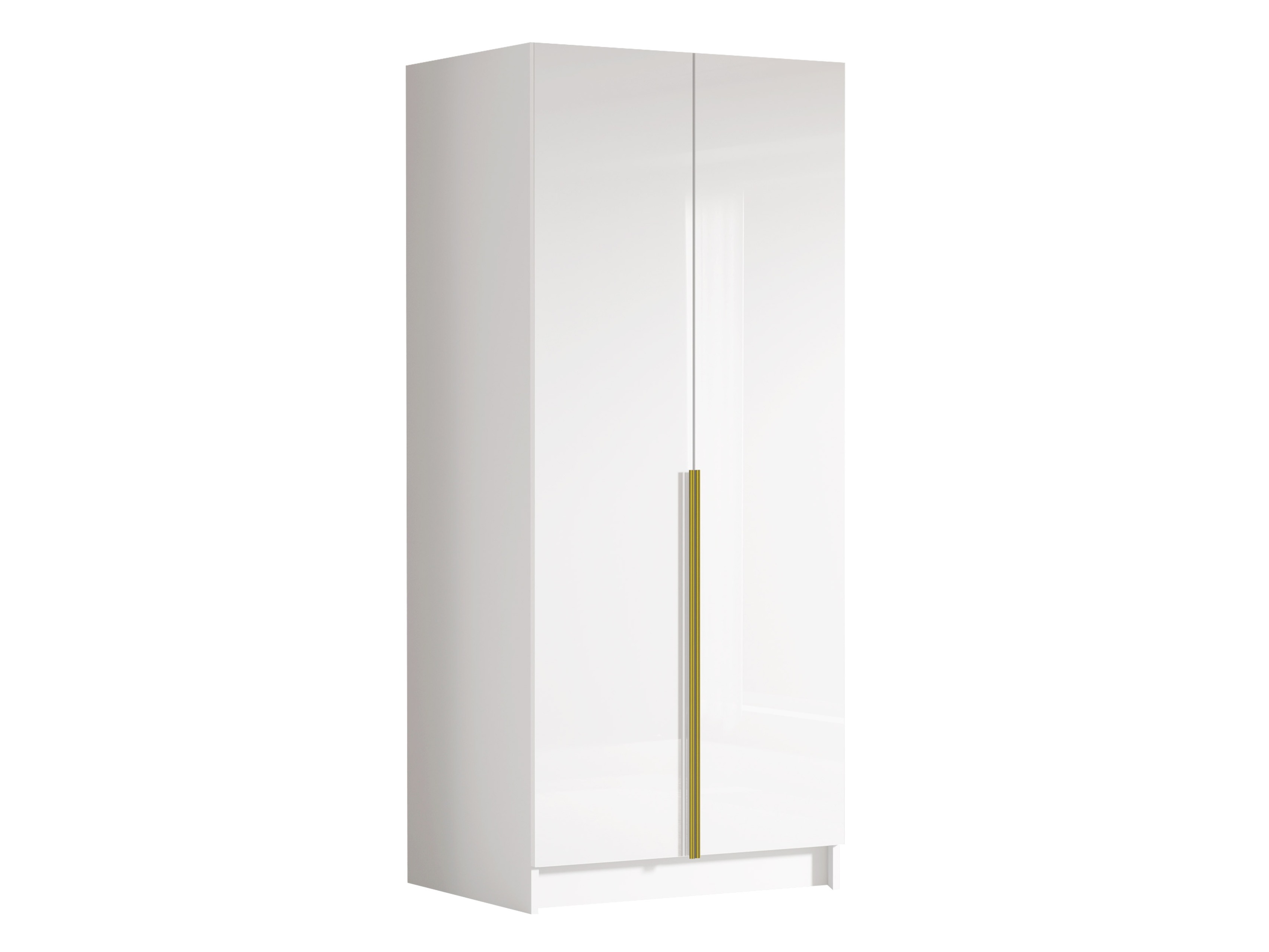 Wardrobe Closico Staton I (White + Glossy white + Golden)