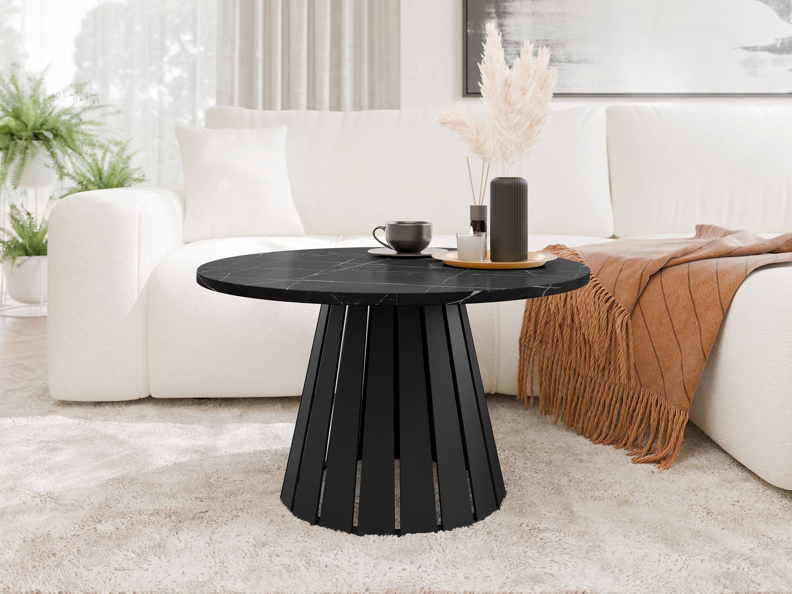 Coffee table Oswego 134 (Black + Black marble)