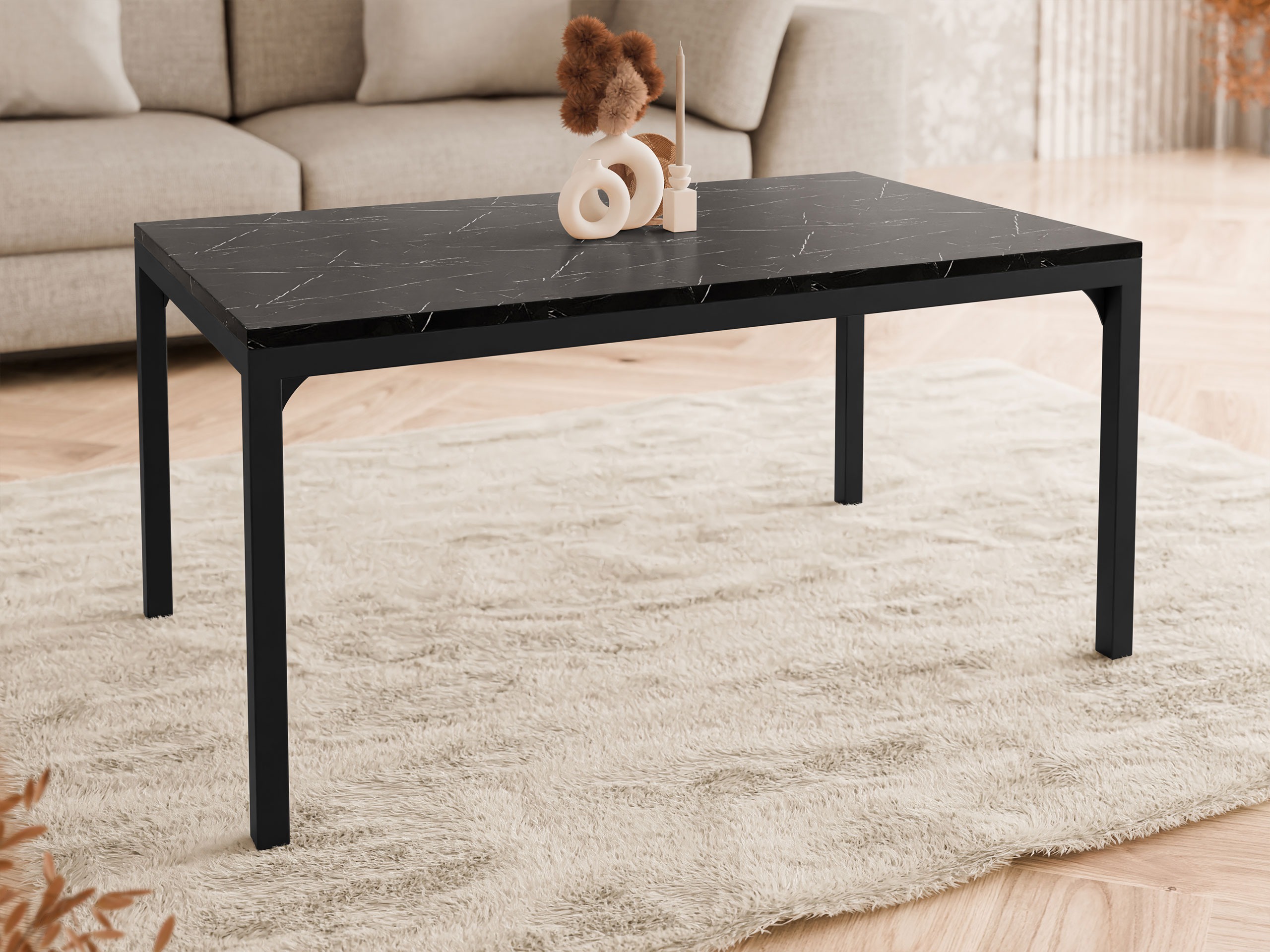 Coffee table Oswego 138 (Black marble + Black)
