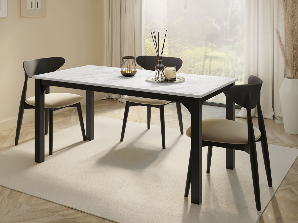Table Oswego 137 (White marble + Black)