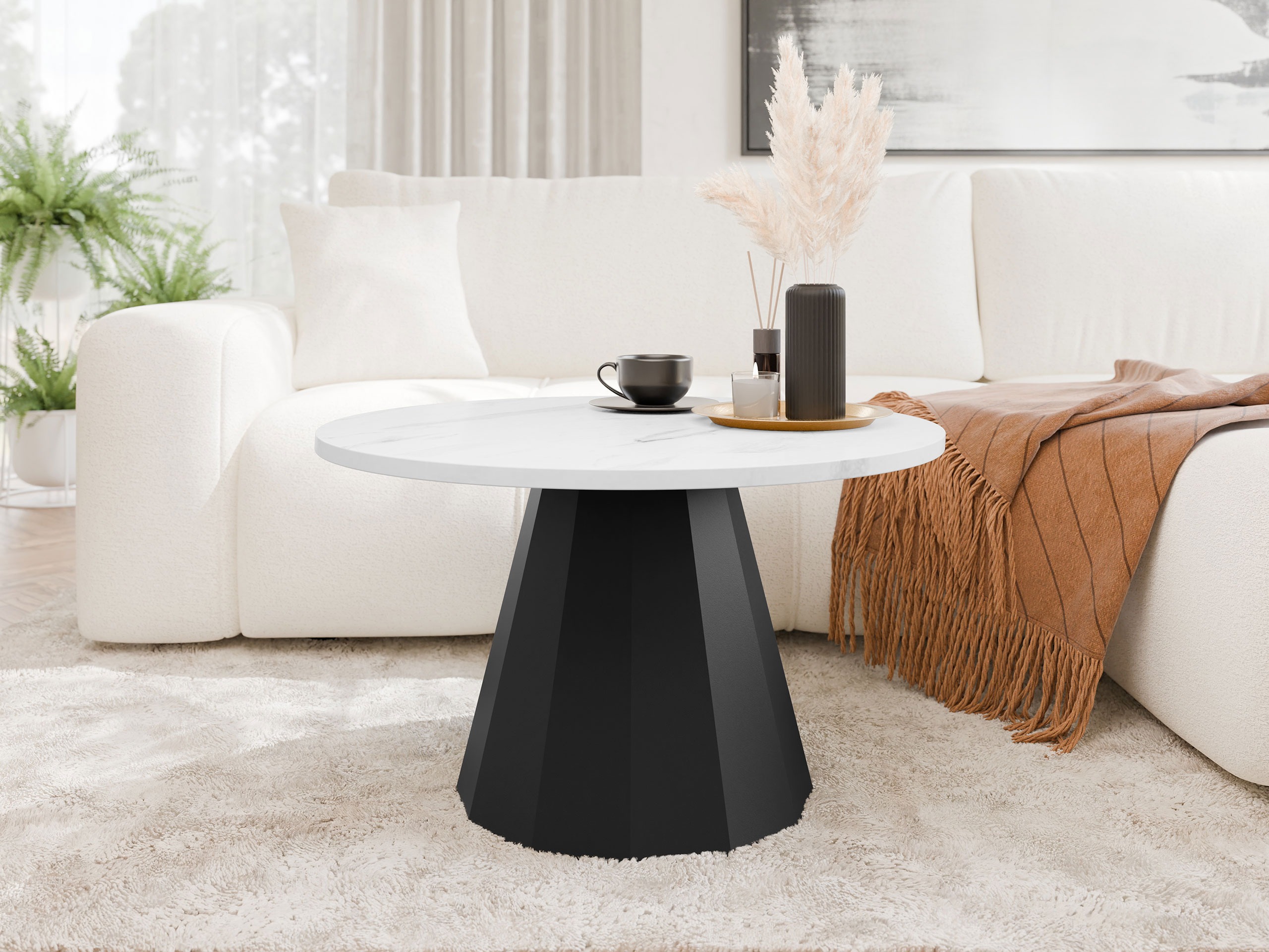 Coffee table Oswego 139 (Black + White marble)
