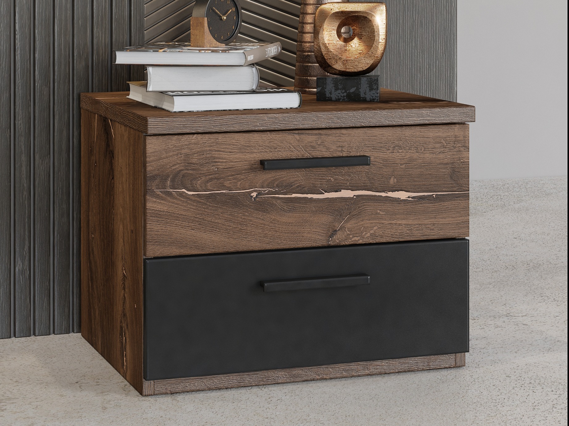 Bedside table Felelie 101 (Tamus Flagstaf oak + Copper)