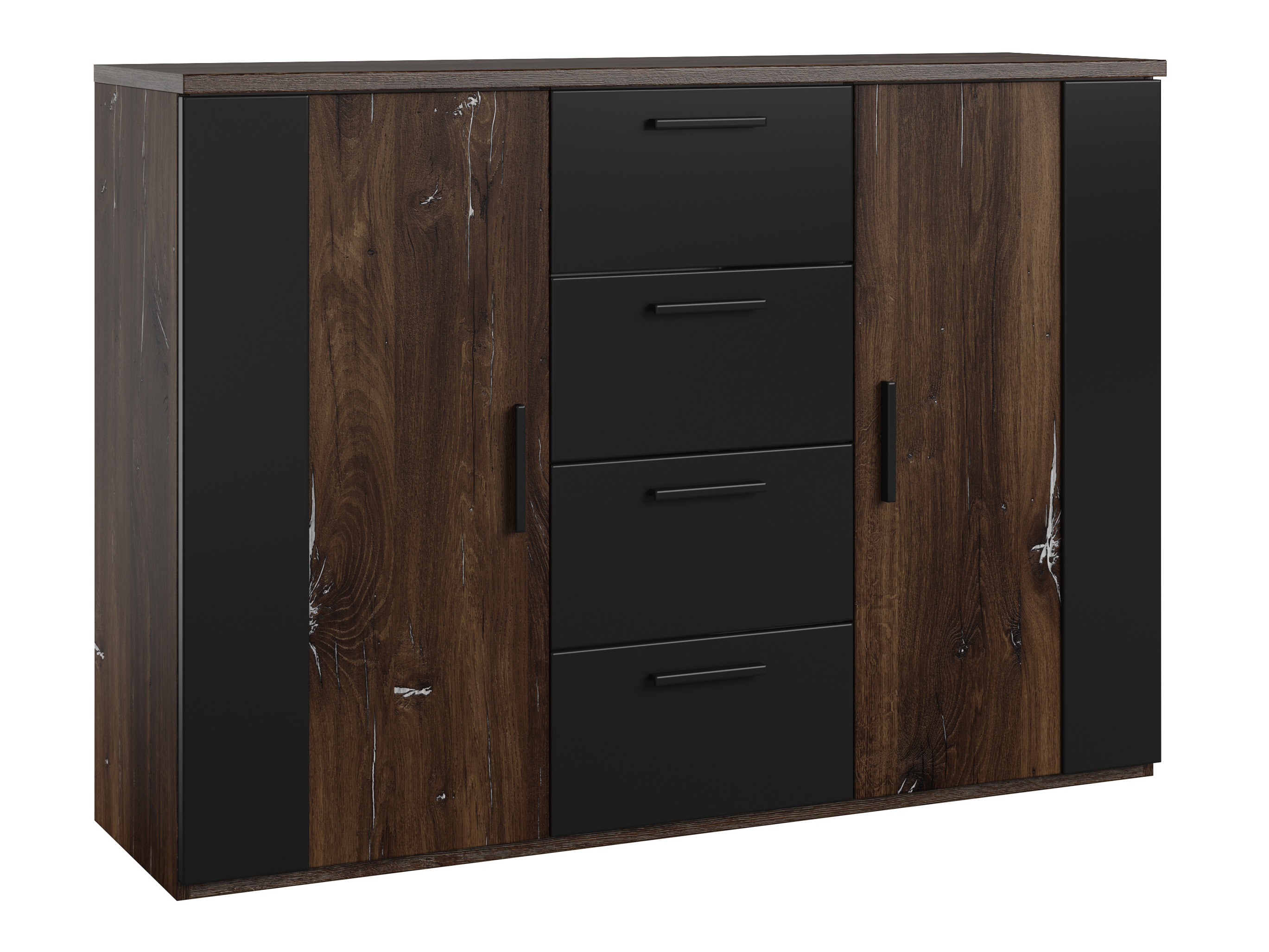 Chest of drawers Felelie 102 (Dark Flagstaf oak + Silver)