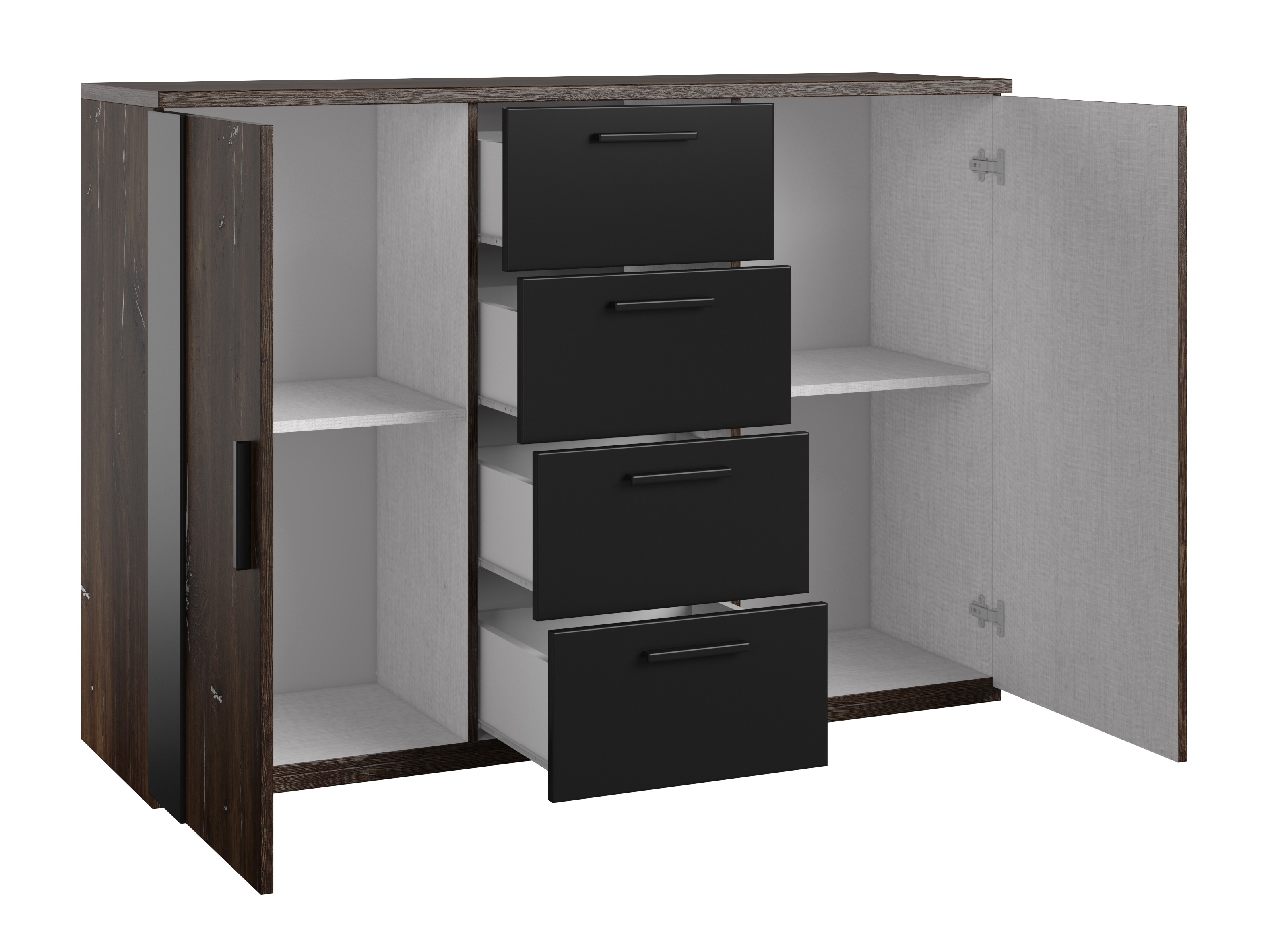 Chest of drawers Felelie 102 (Dark Flagstaf oak + Silver)