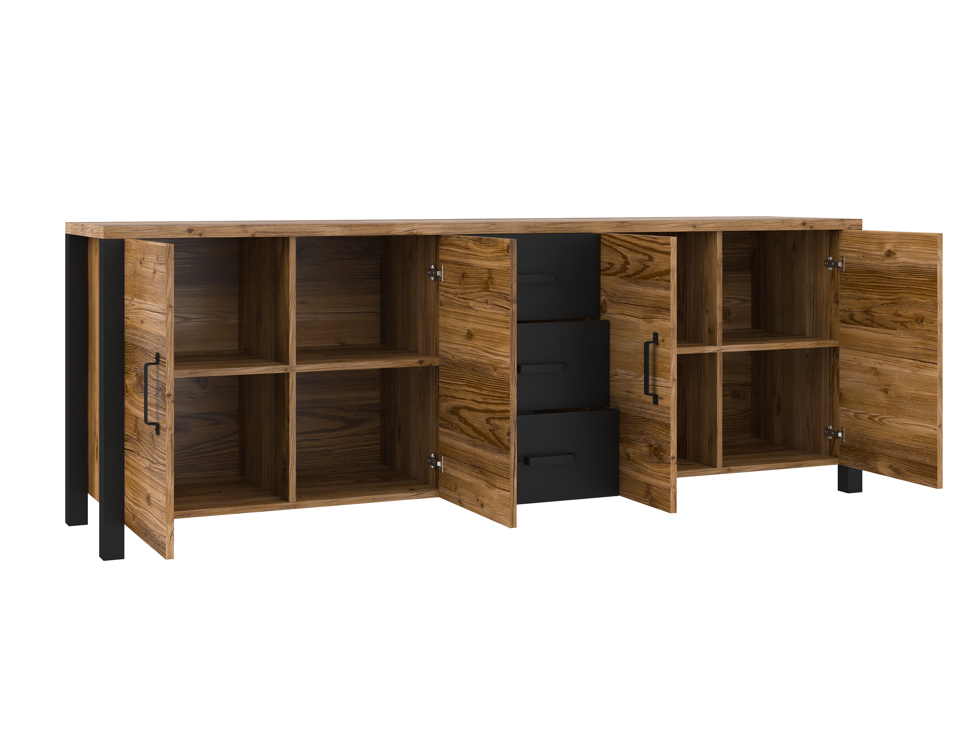 Chest of drawers Tornua 109 (Dark spruce + Matt black)