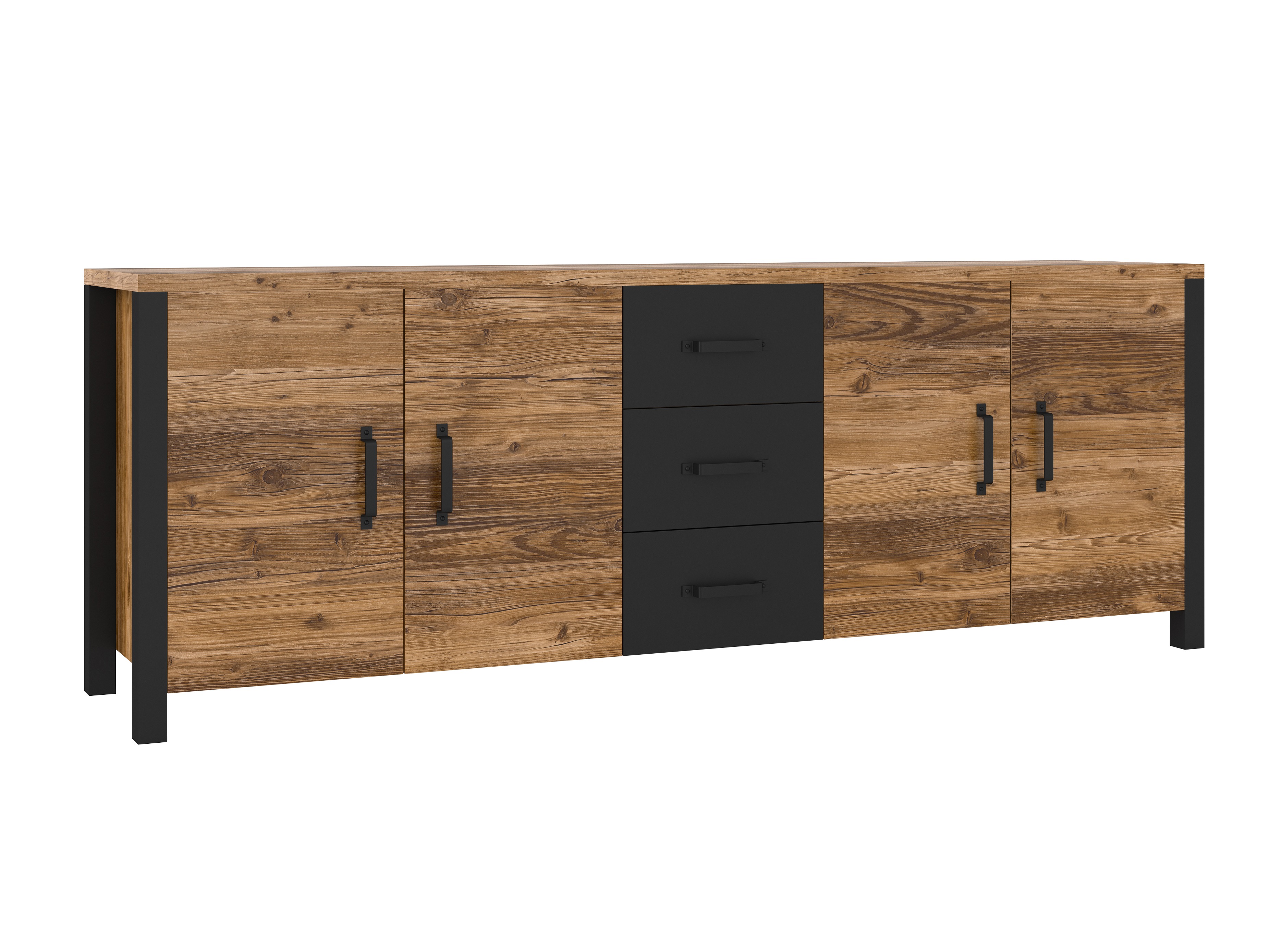 Chest of drawers Tornua 109 (Dark spruce + Matte black)
