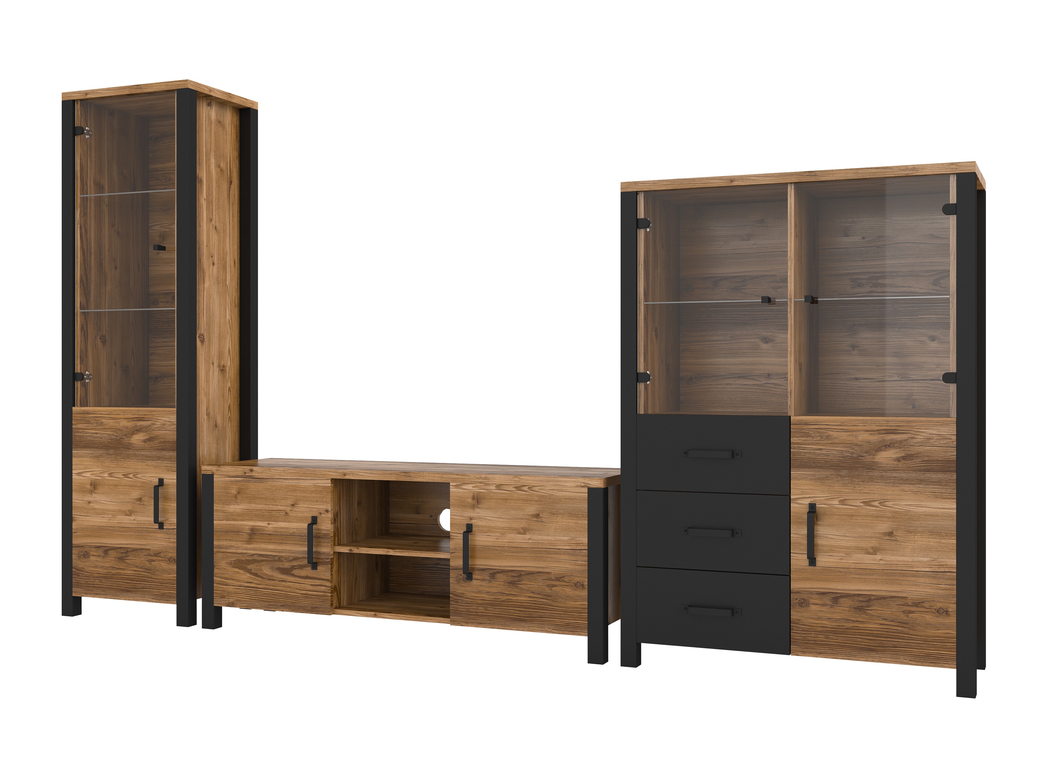 Living room set Tornua 113 (Dark spruce + Matte black)