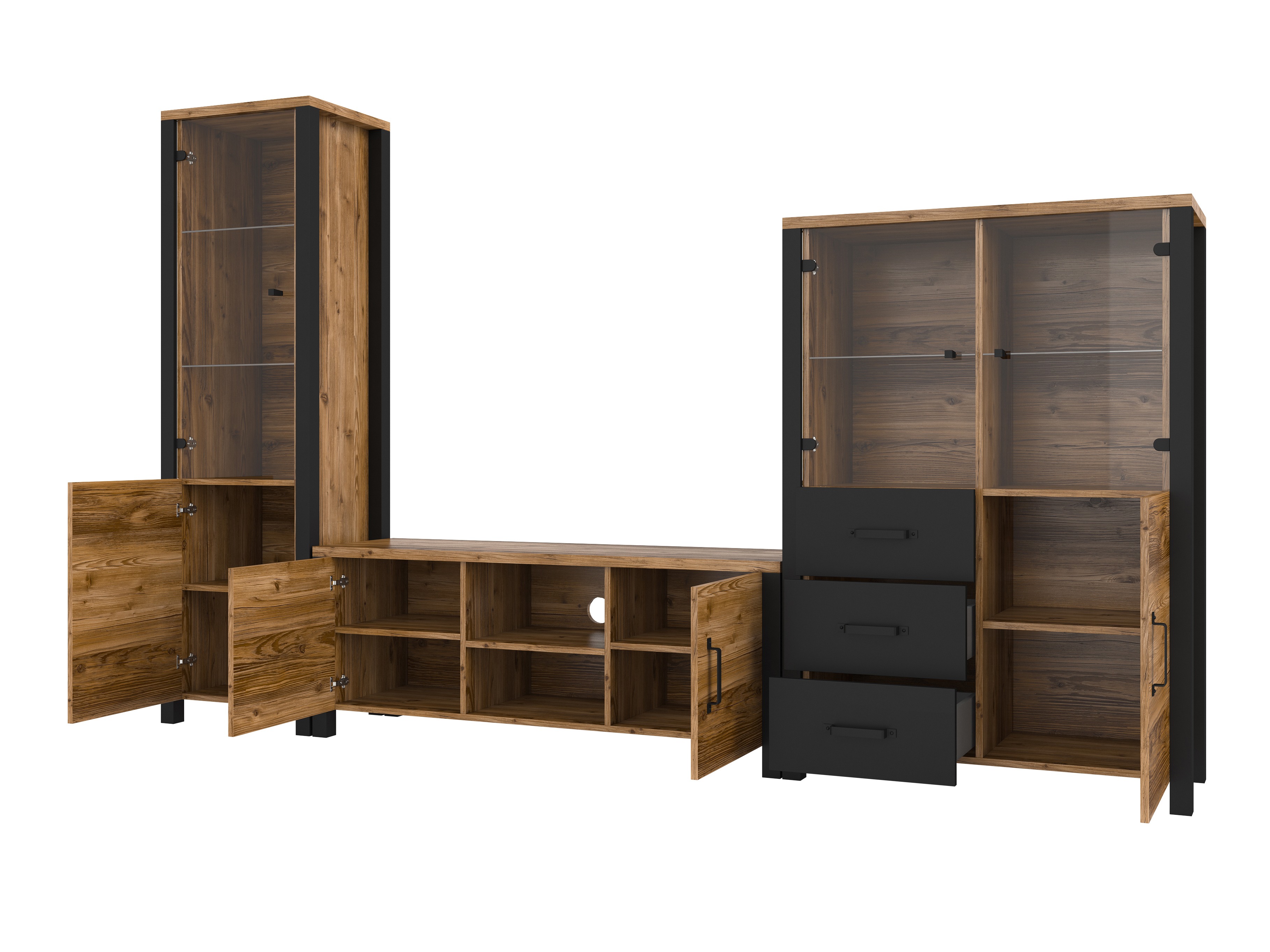 Living room set Tornua 113 (Dark spruce + Matte black)