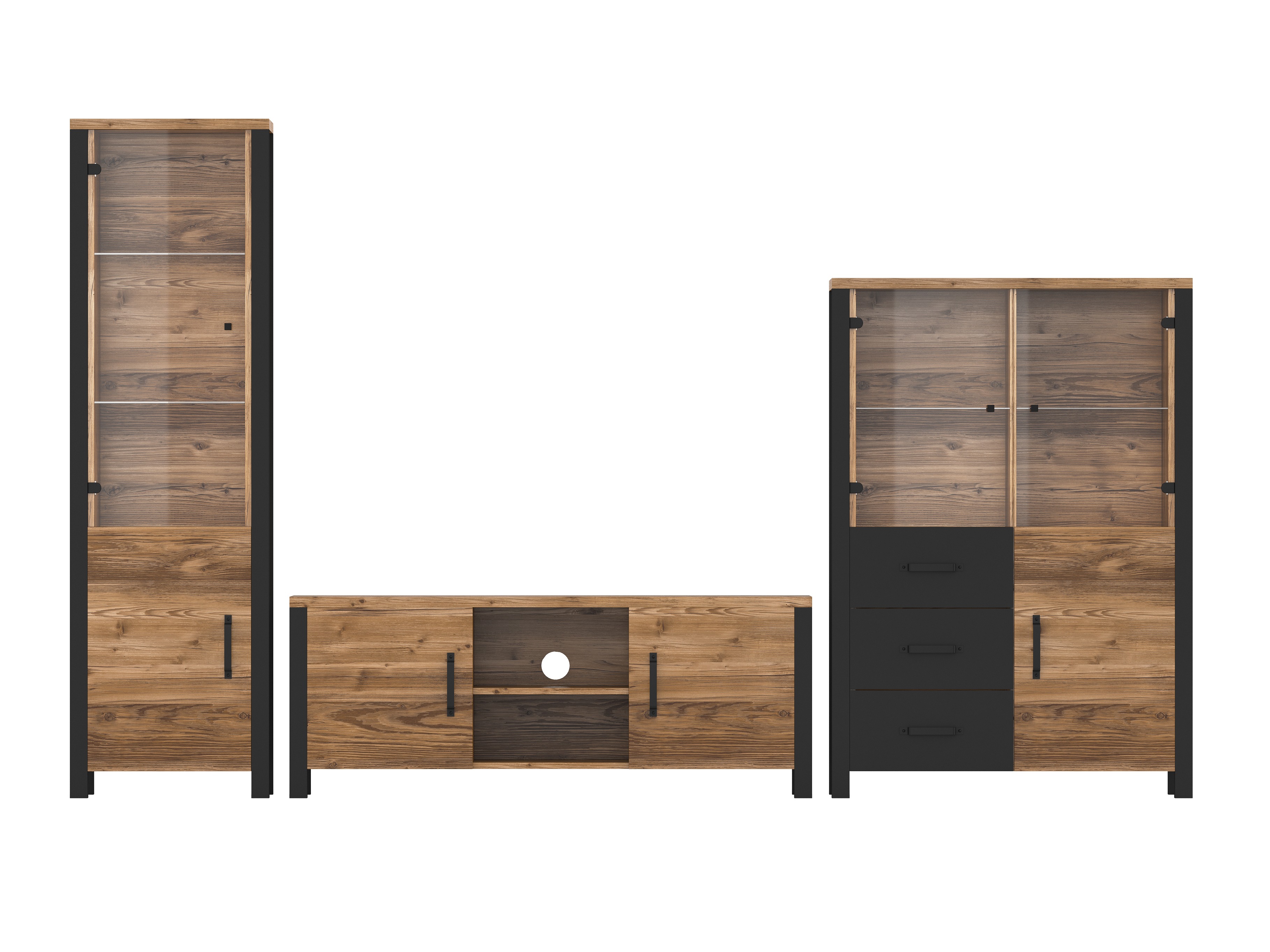 Living room set Tornua 113 (Dark spruce + Matte black)