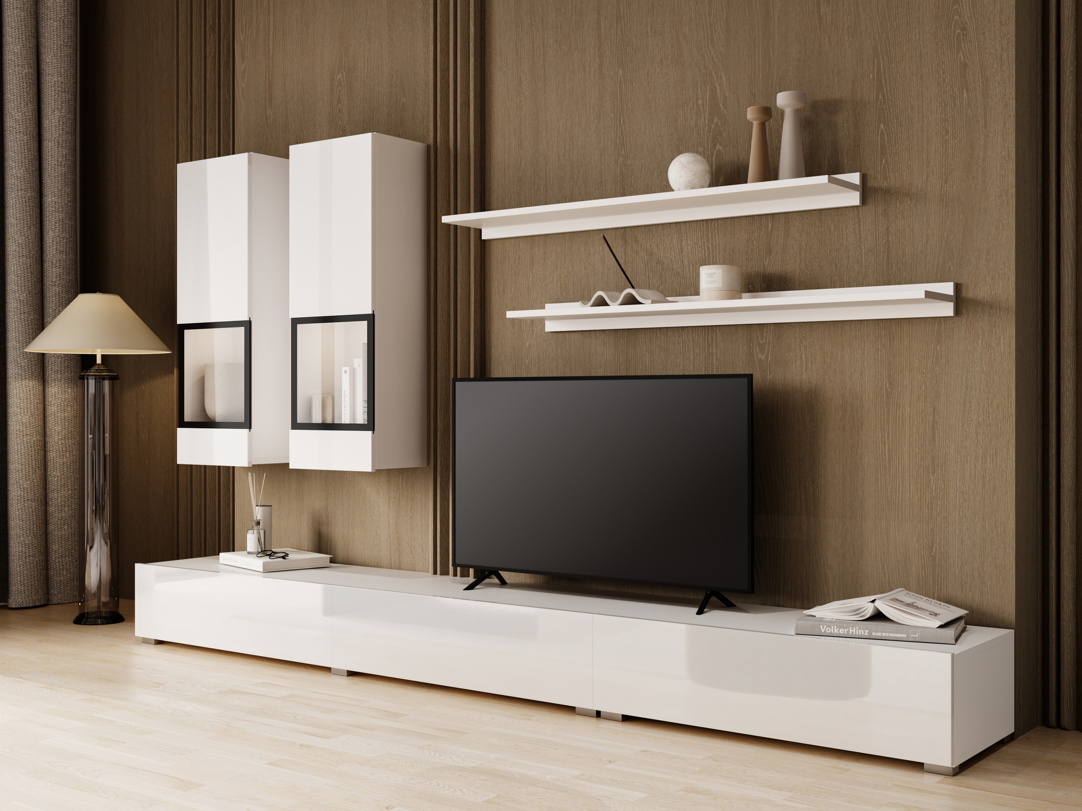 Living room set Serodeu 100 (White + Glossy white)
