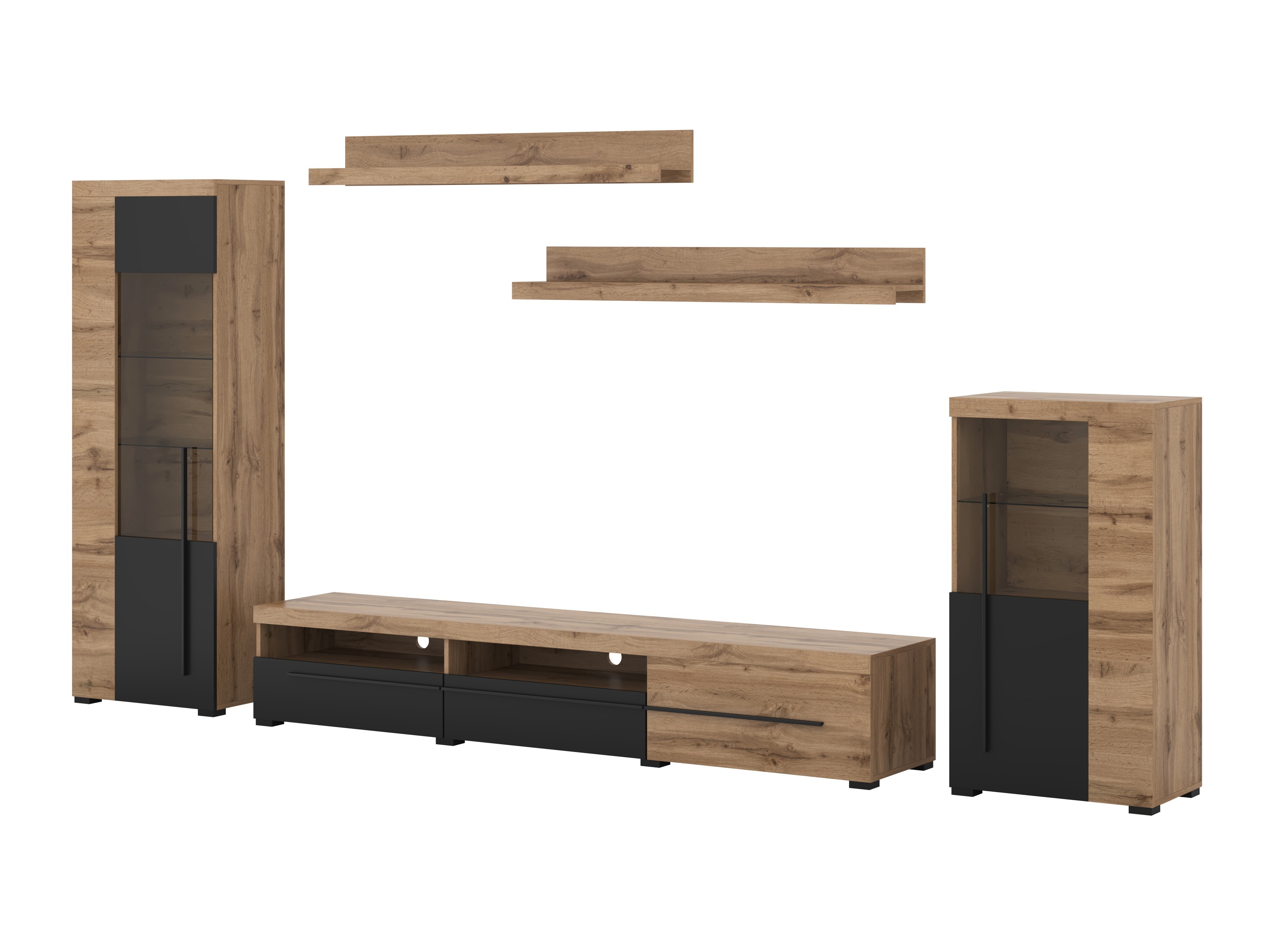 Living room set Sorciro 103 (Black + Wotan Oak)