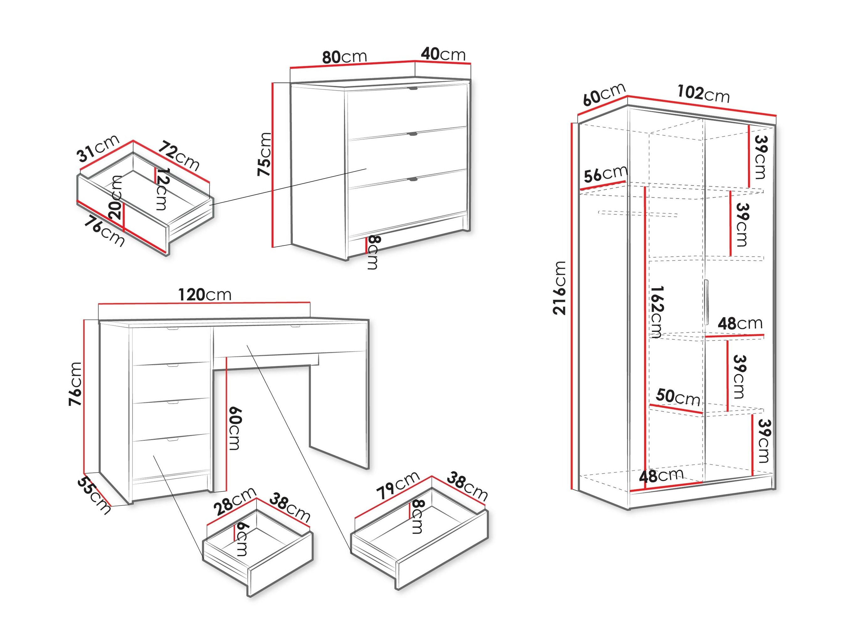 Home office set Comfivo Papilio IV (White)