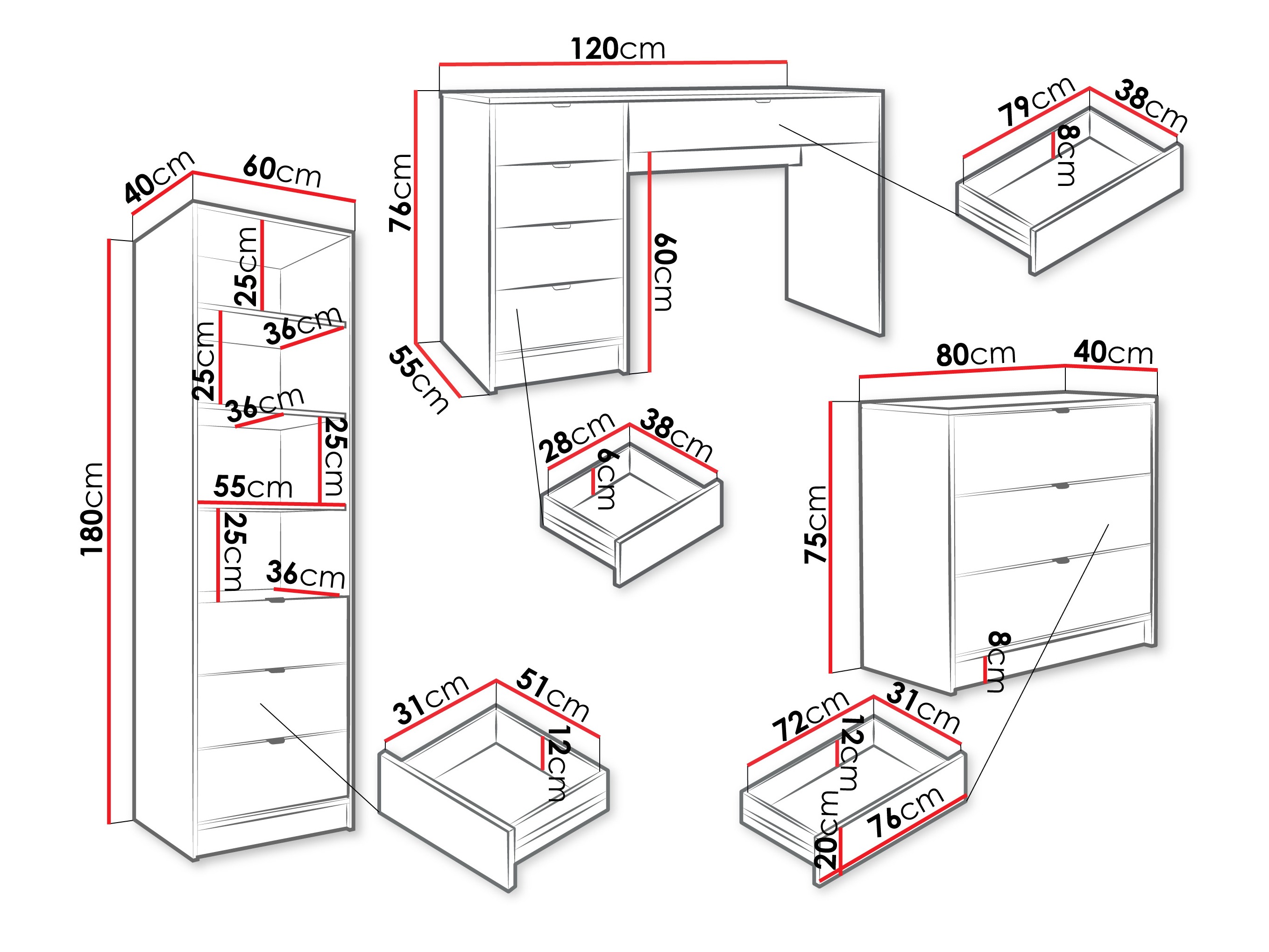 Home office set Comfivo Papilio V (White)