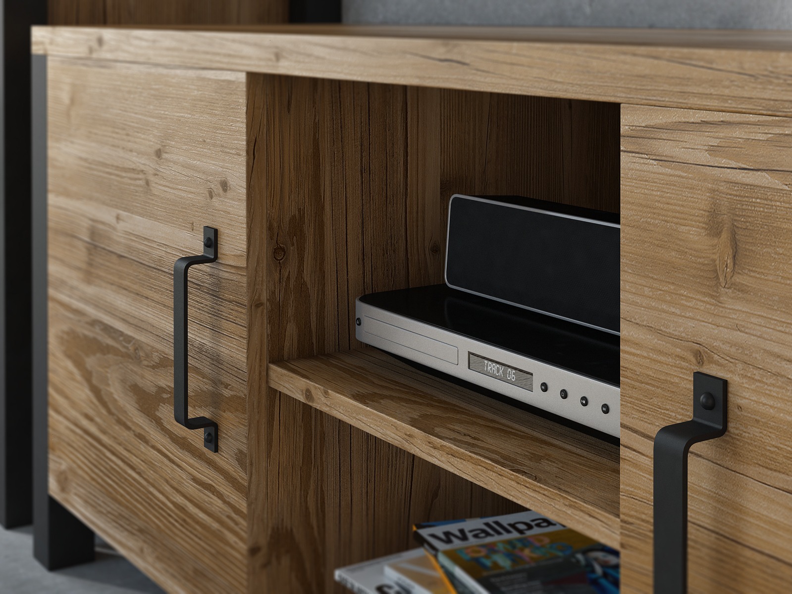 TV stand Tornua 104 (Dark spruce + Matte black)