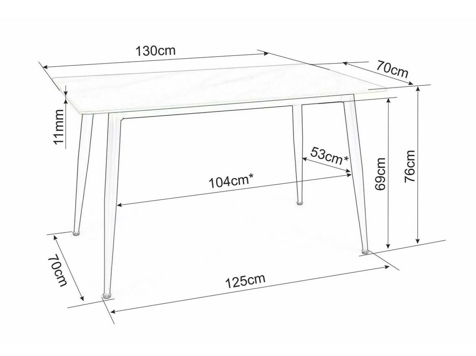 Table Detroit 779 (Grey marble + Black)