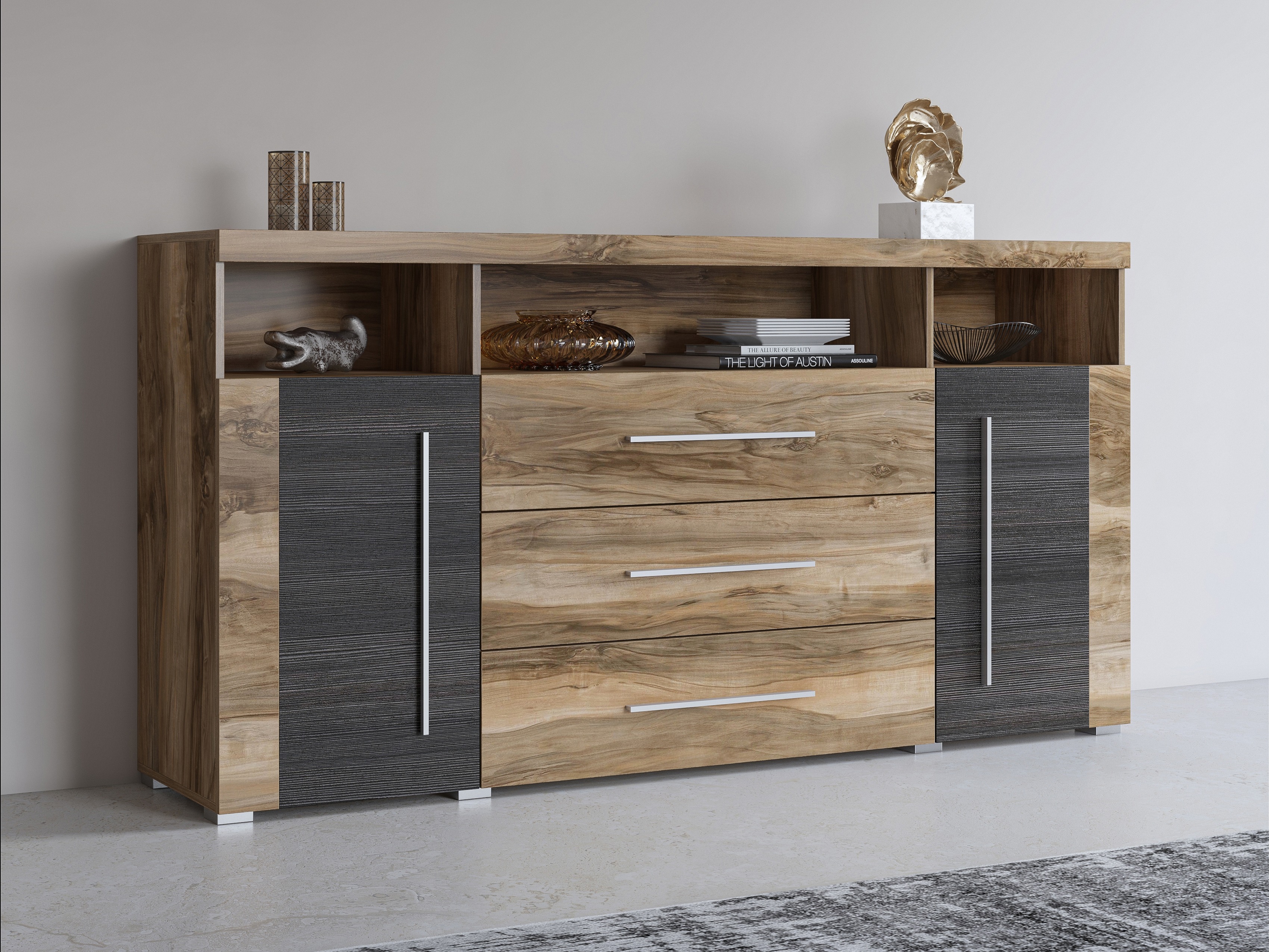 Chest of drawers Sorciro 100 (Nut + Dark oak)