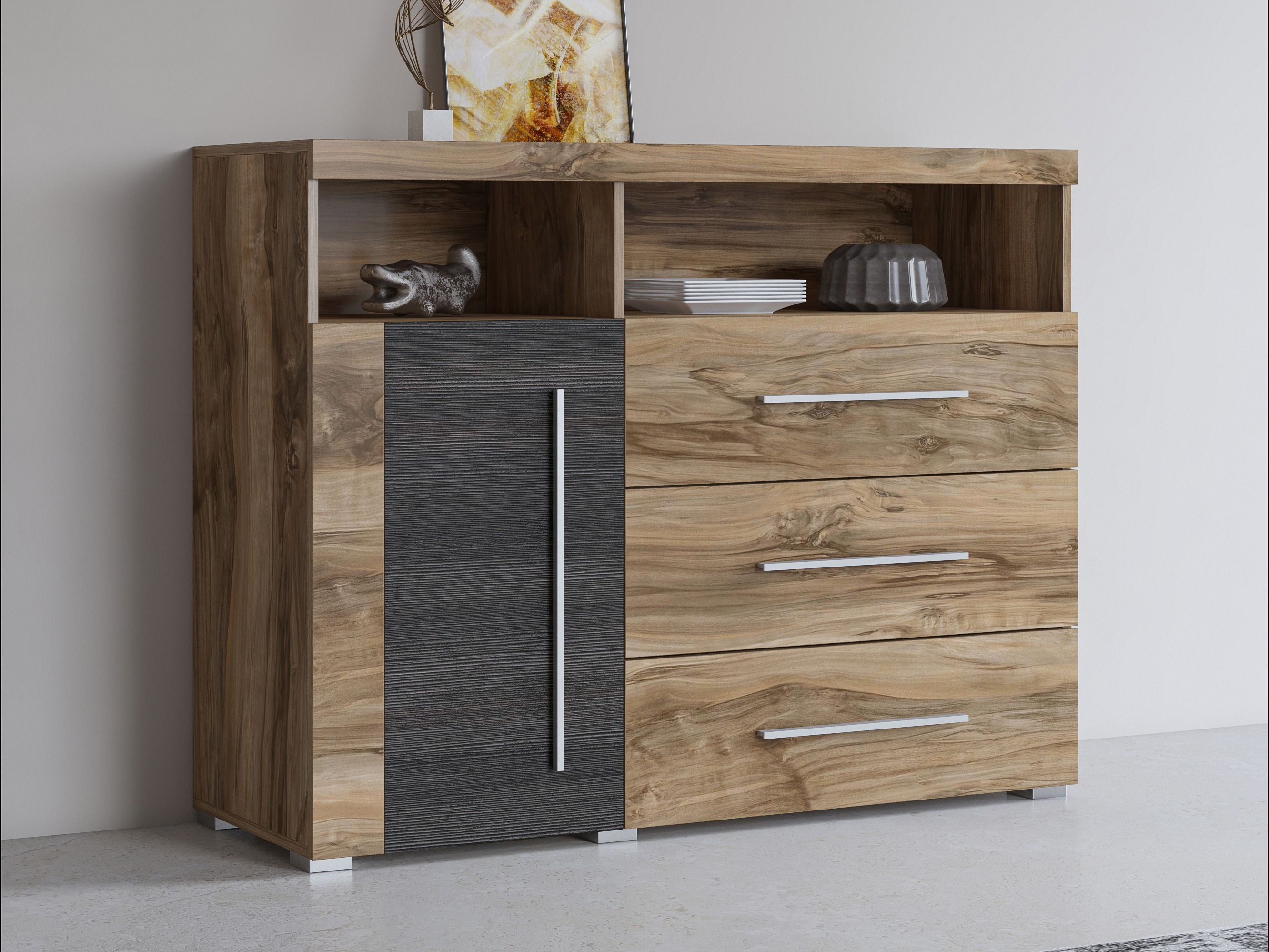 Chest of drawers Sorciro 102 (Nut + Dark oak)