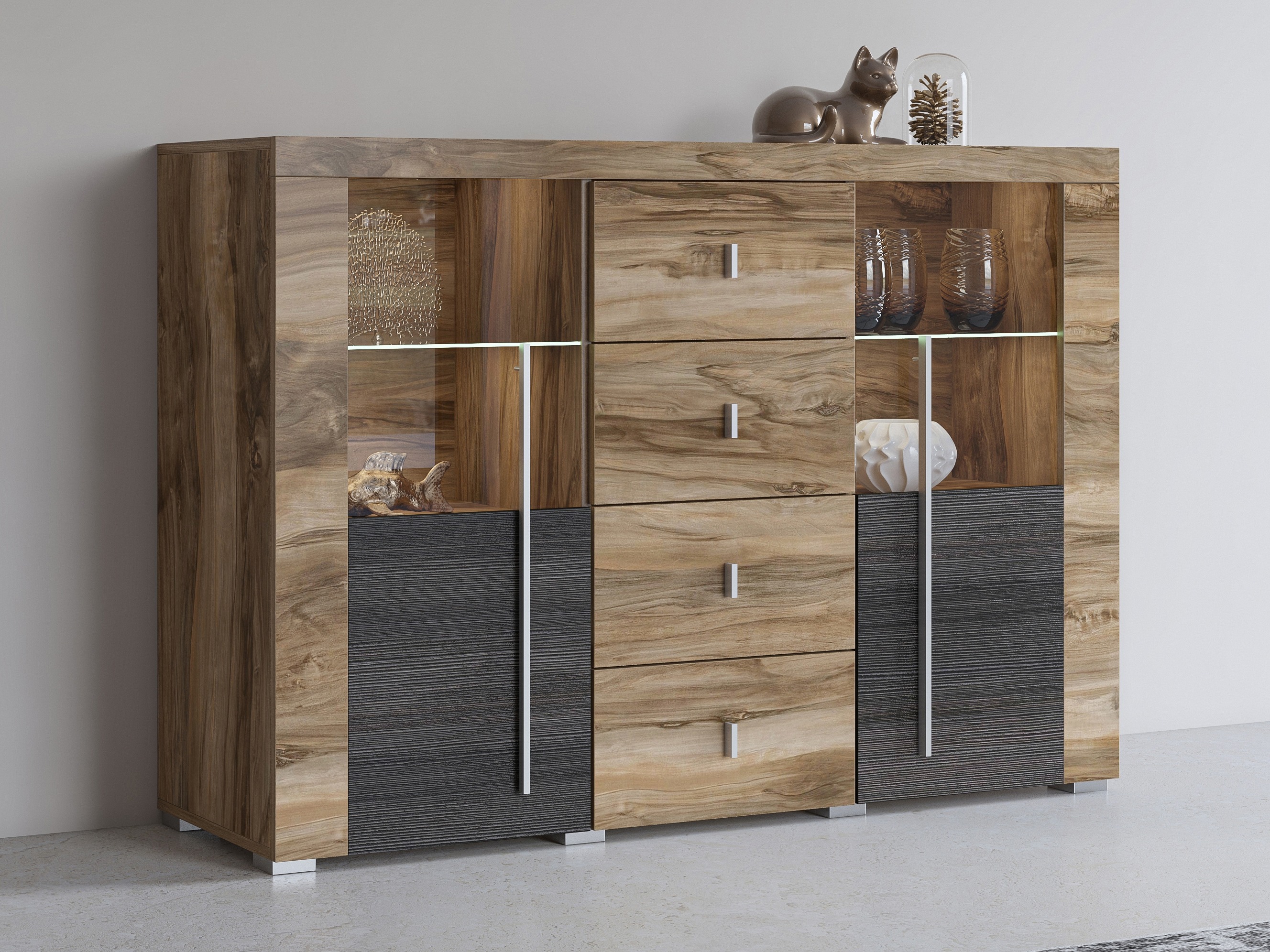 Chest of drawers Sorciro 109 (Nut + Dark oak)