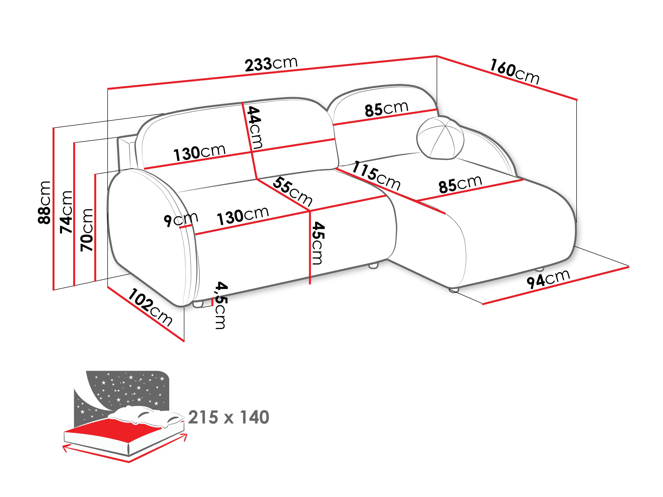 Corner sofa Columbus 249 (Sereno 686)