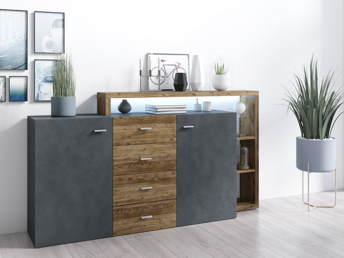 Chest of drawers Lutiva 106 (Matera grey + Dark spruce)