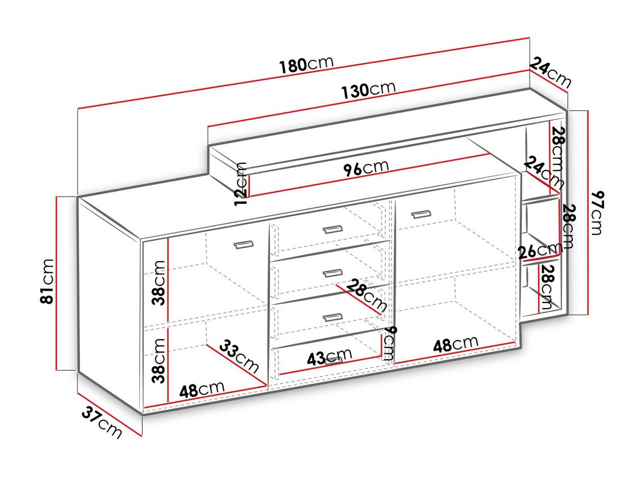 Chest of drawers Lutiva 106 (Matera grey + Dark spruce)