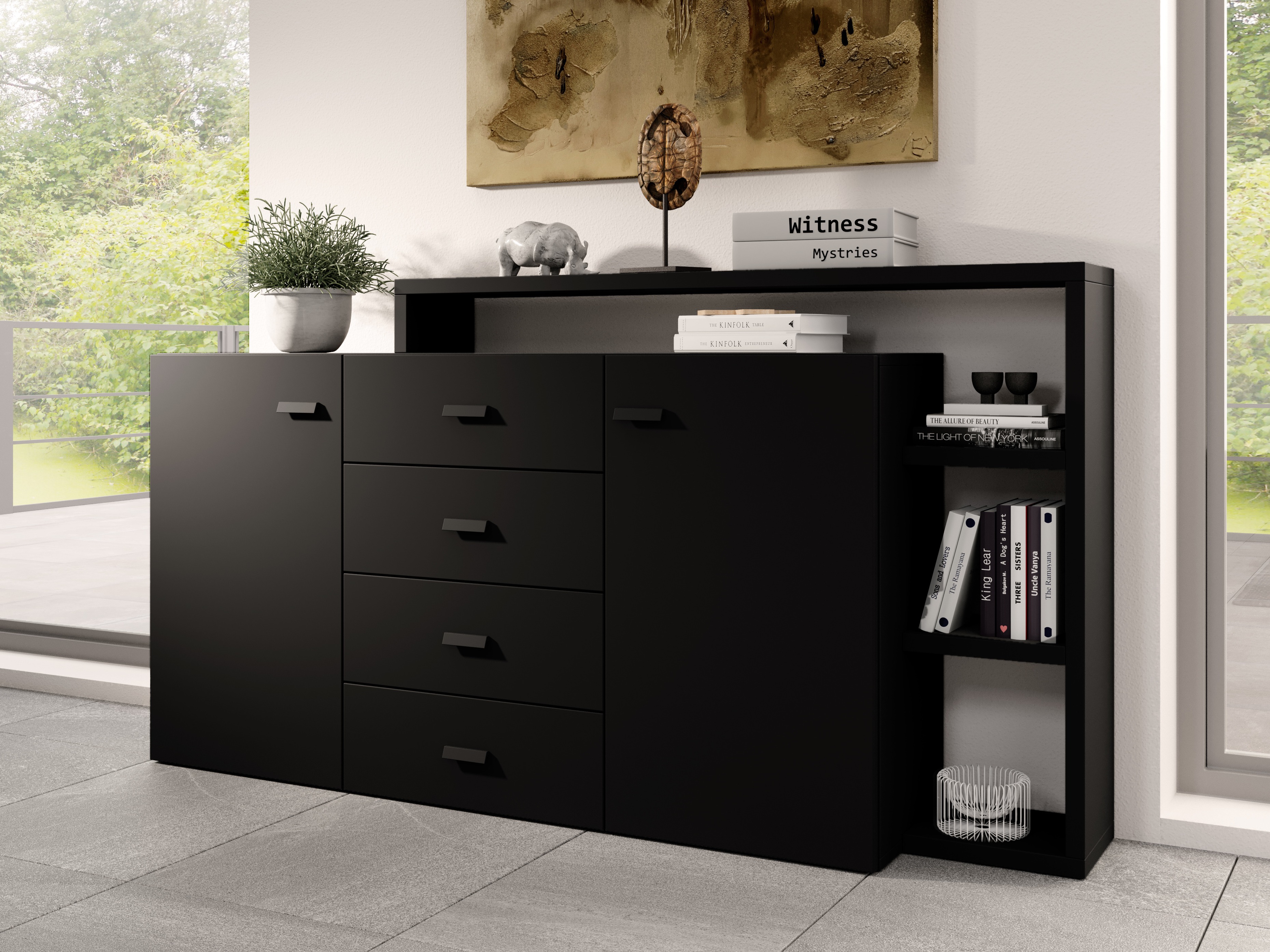 Chest of drawers Lutiva 106 (Matte black)