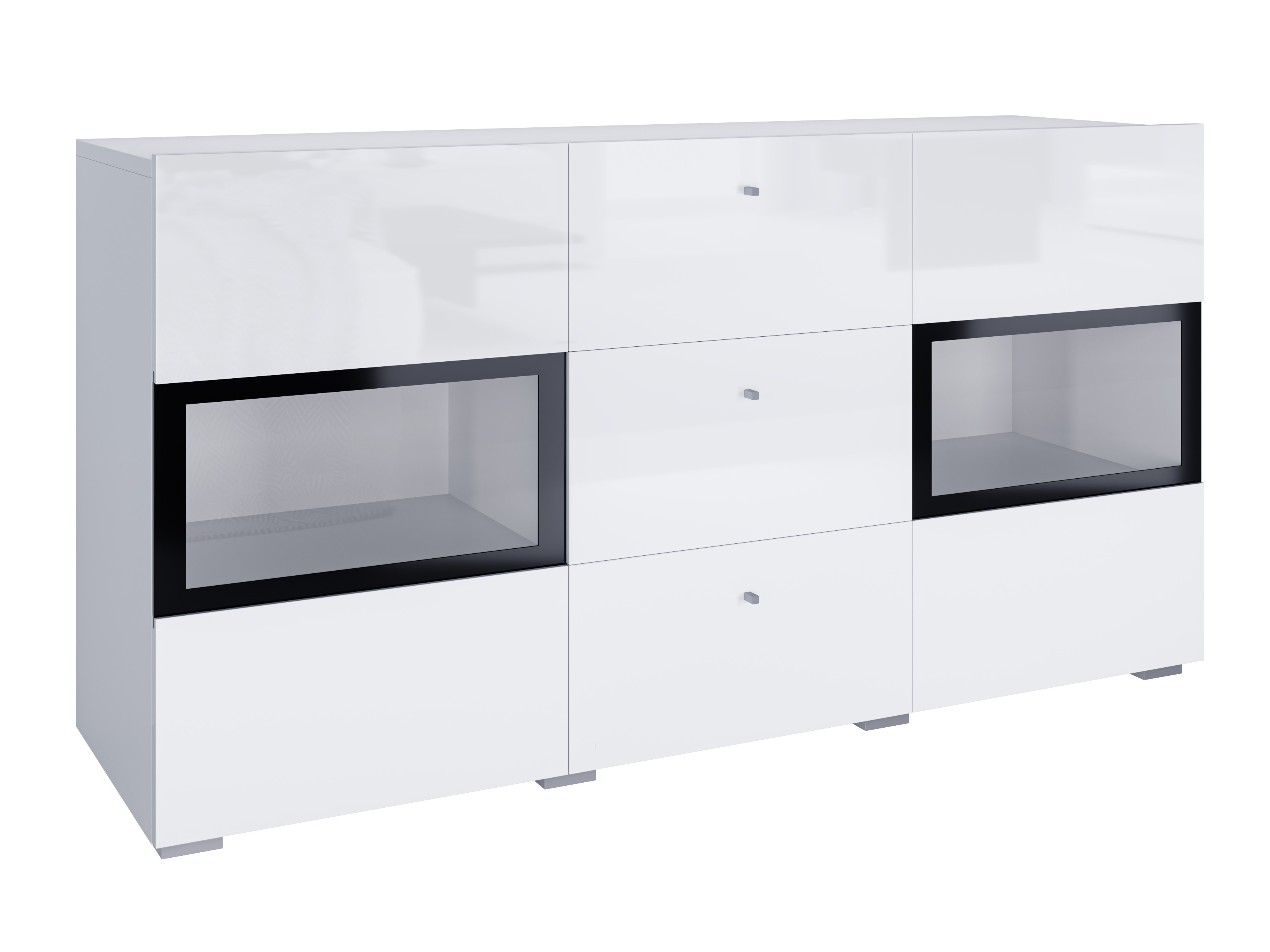 Chest of drawers Serodeu 101 (White + Glossy white)