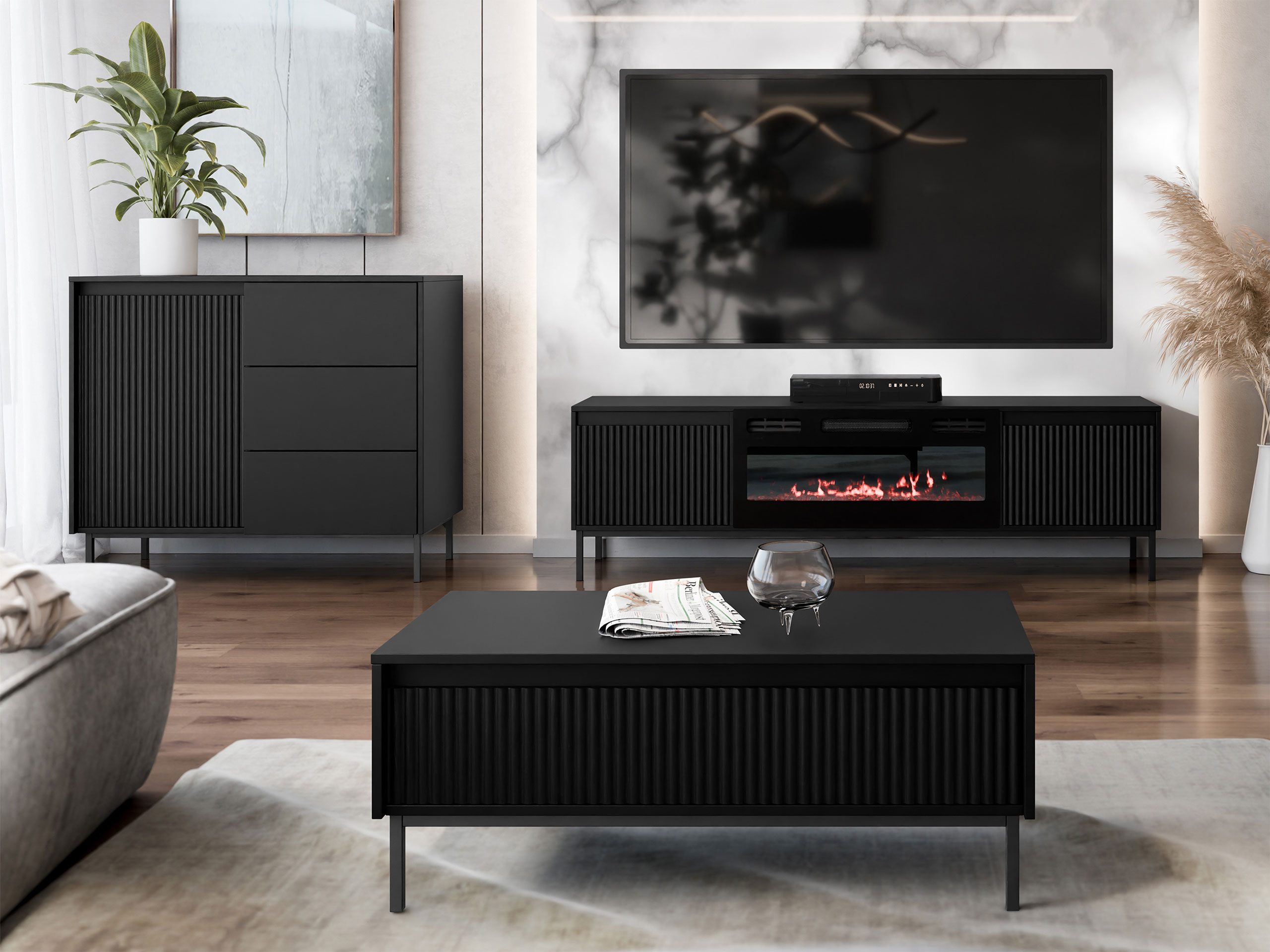 Living room set Comfivo Delruva 110 (Black)