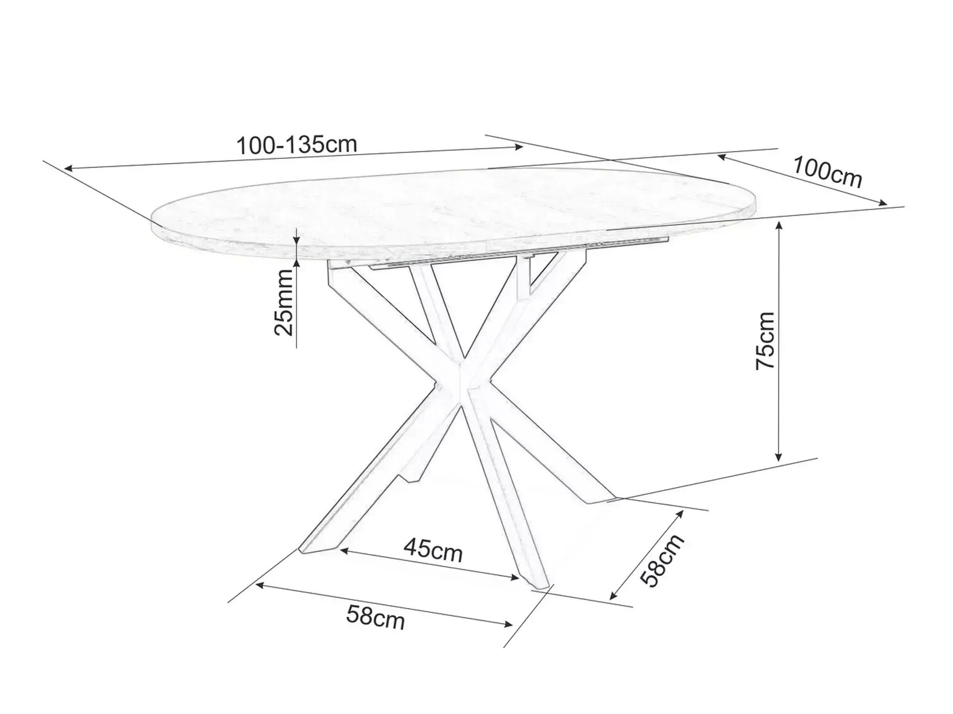 Table Detroit 792 (Black marble)