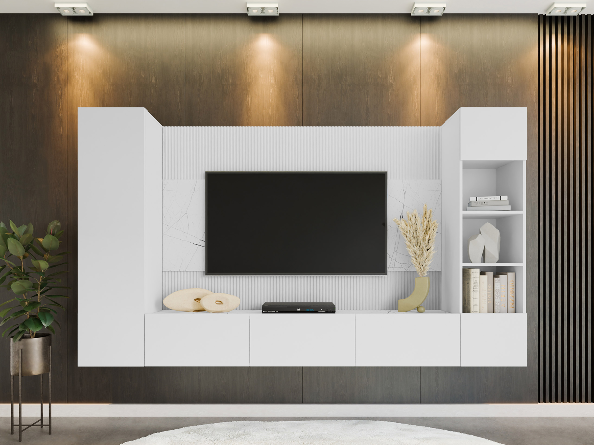 Living room set Comfivo 450 (White + White marble)