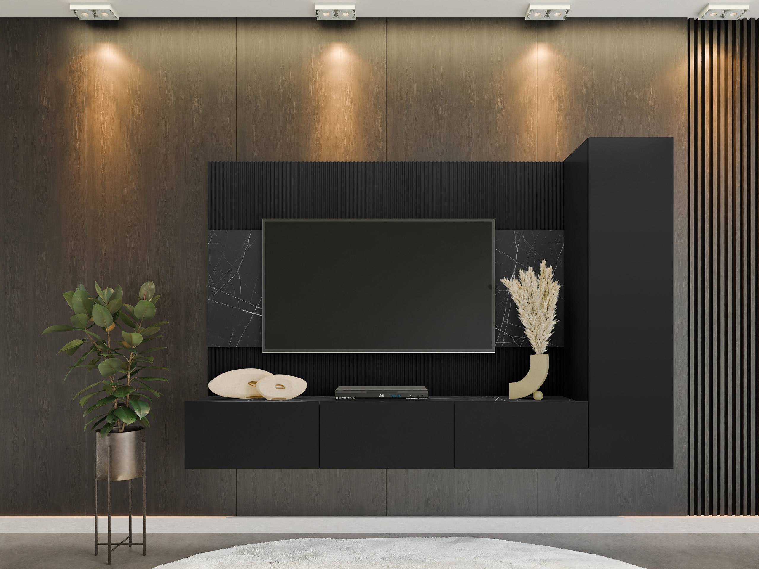 Living room set Comfivo 452 (Black + Black marble)