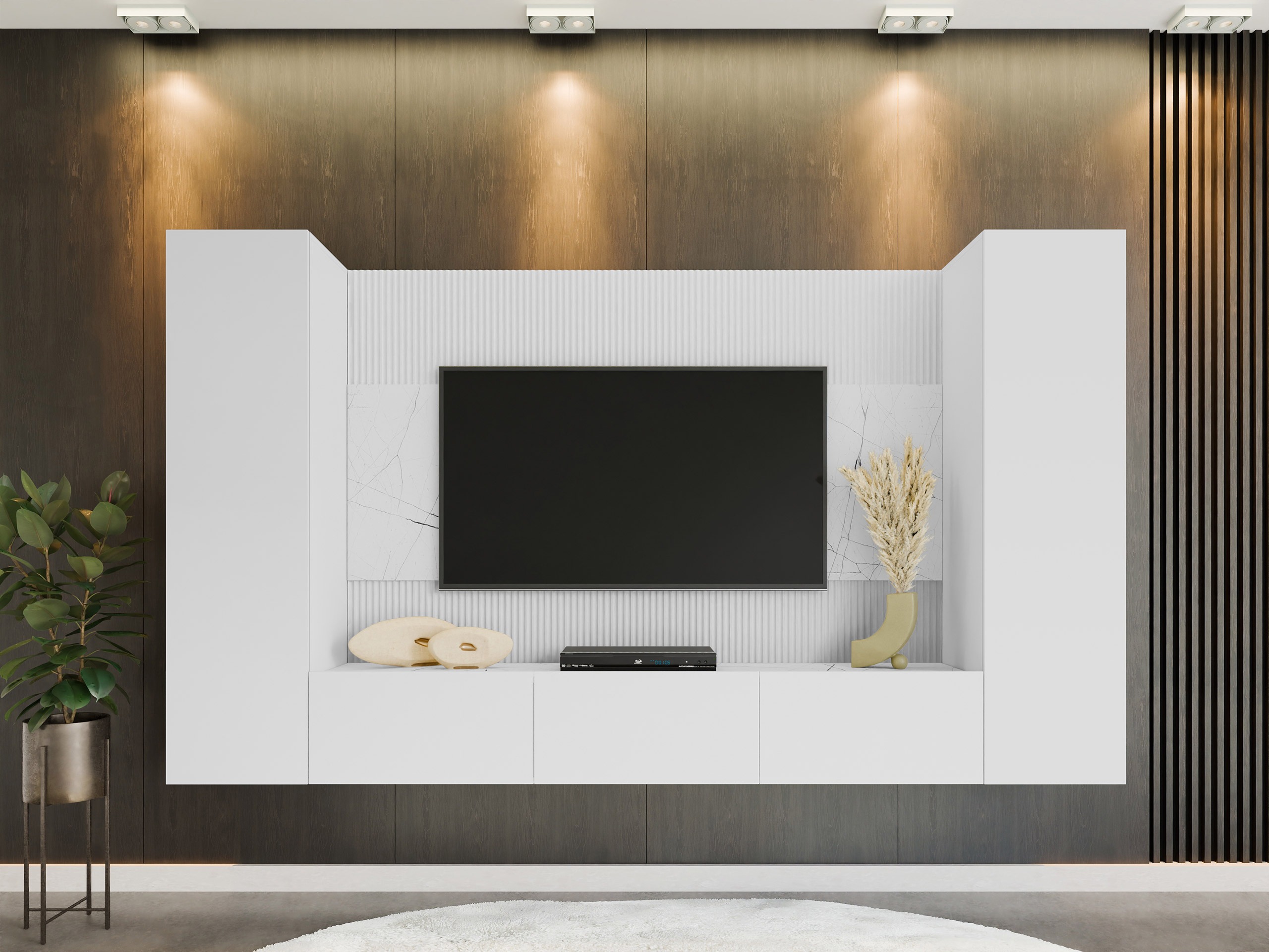 Living room set Comfivo Salix V (White + White marble)