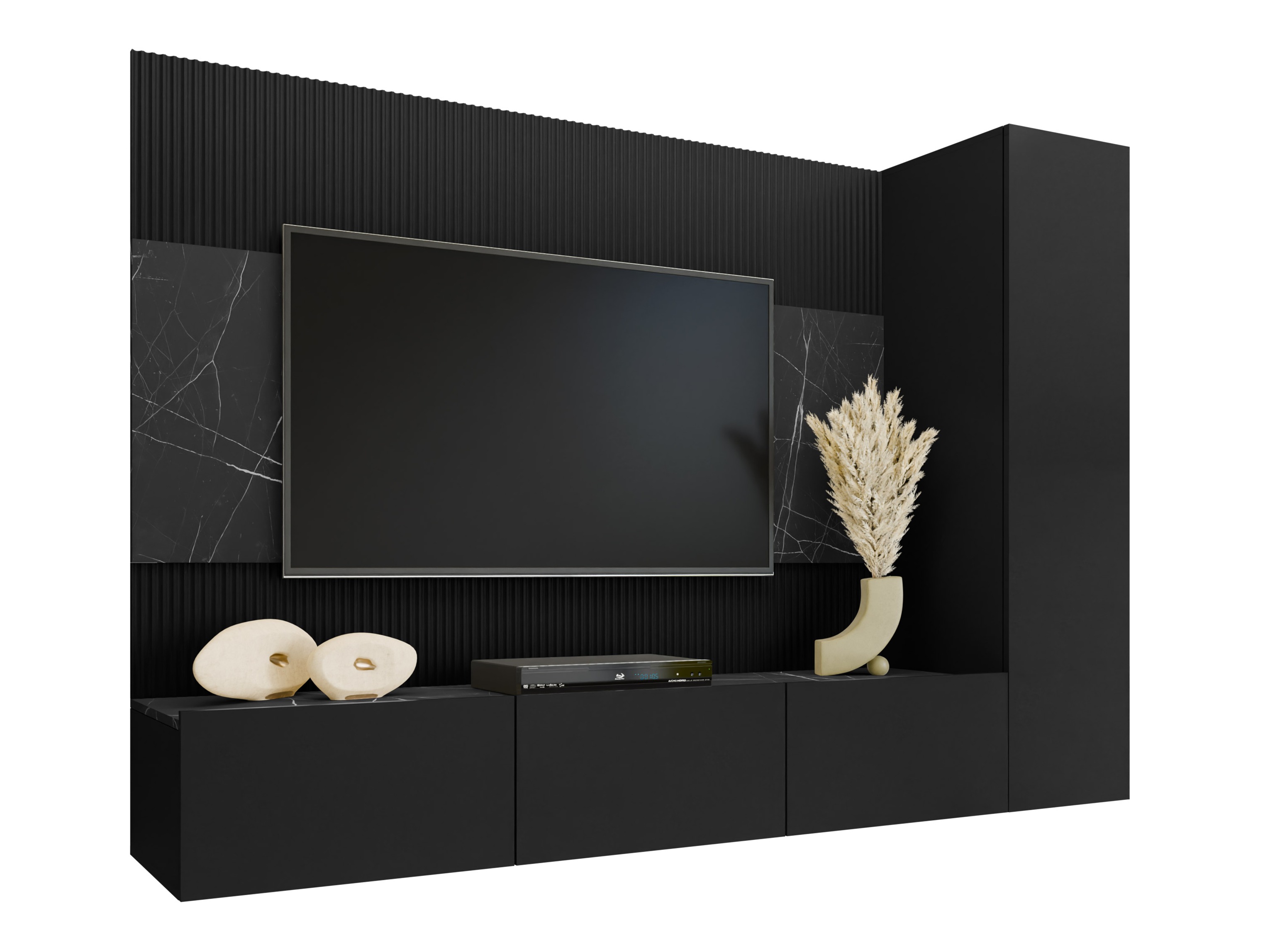 Living room set Comfivo Salix VI (Black + Black marble)