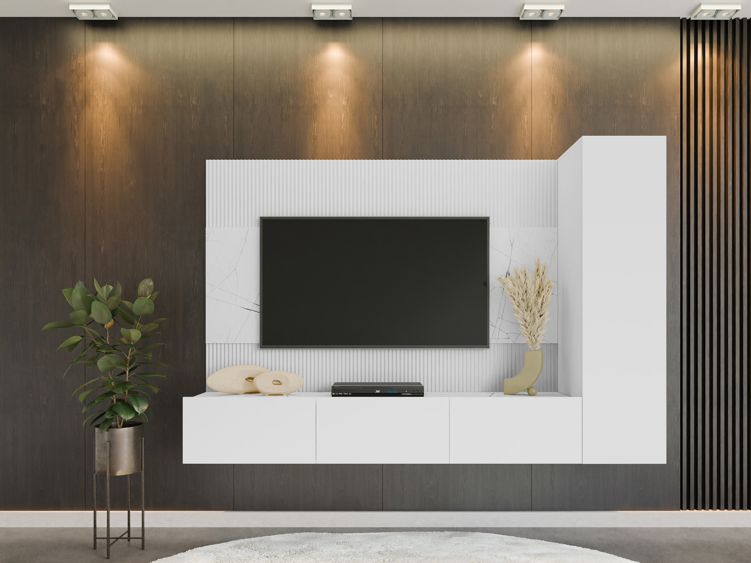 Living room set Comfivo Salix VI (White + White marble)