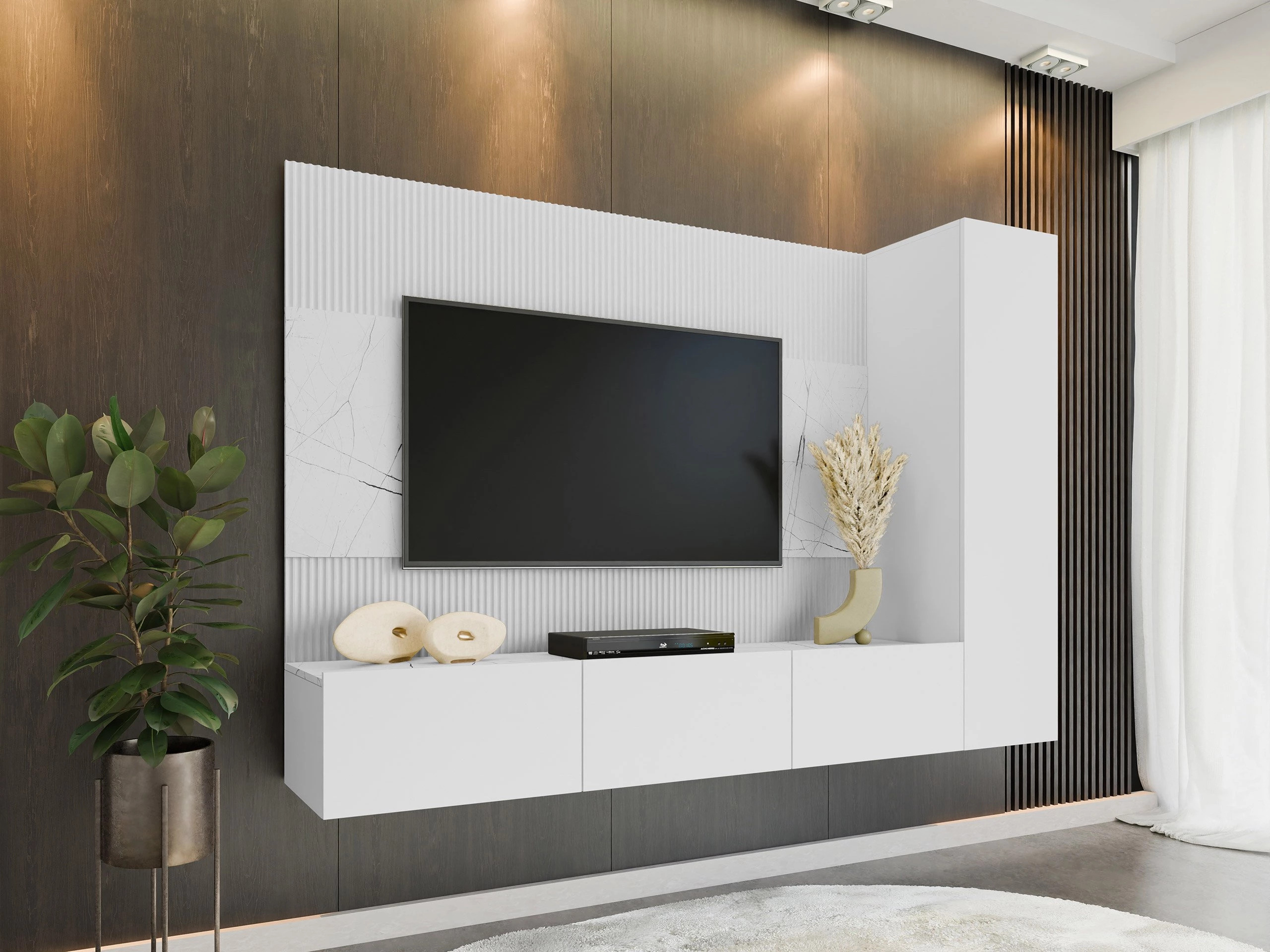 Living room set Comfivo Salix VI (White + White marble)