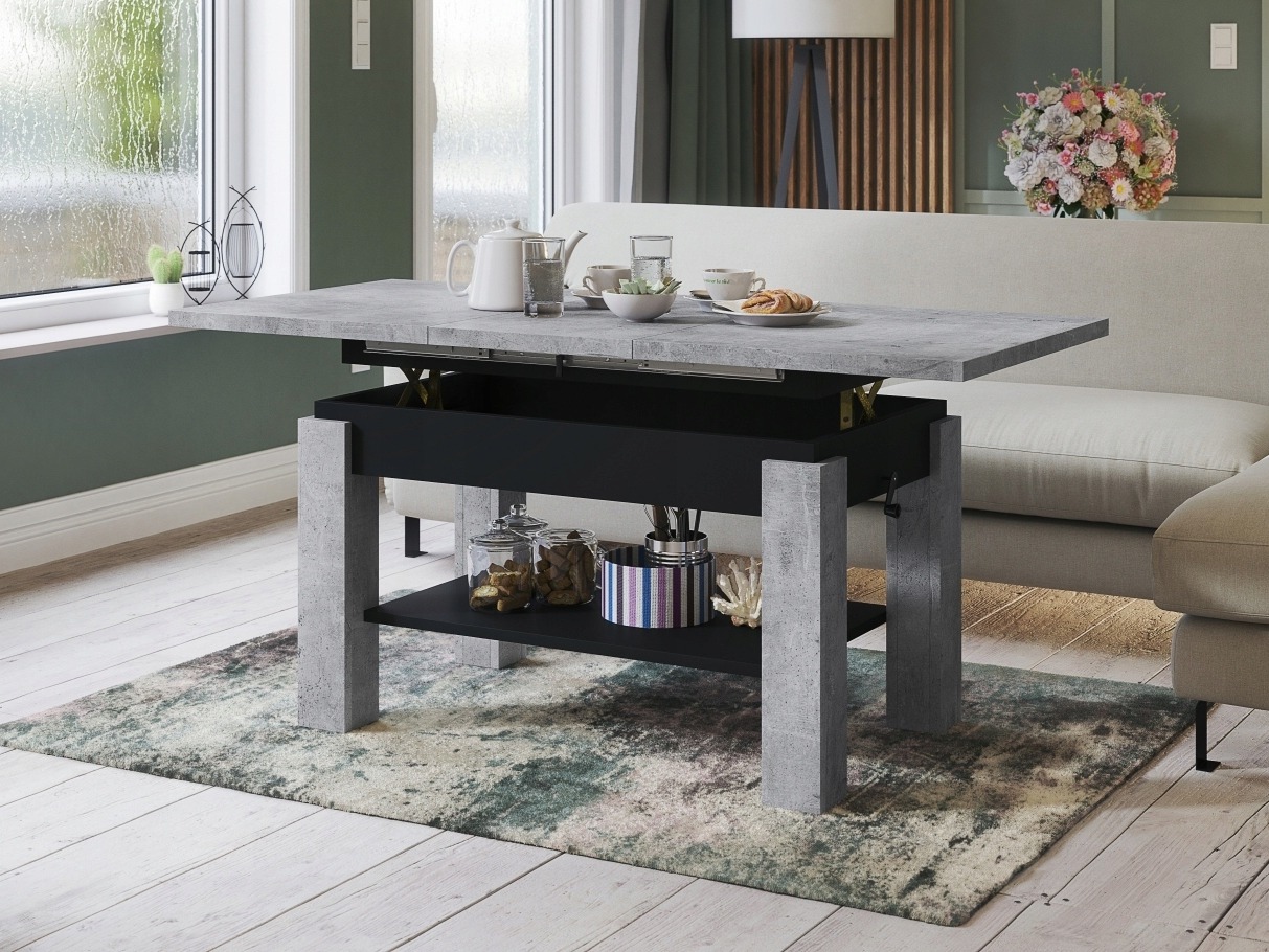 Coffee table transformer Glendale 100 (Concrete + Black)