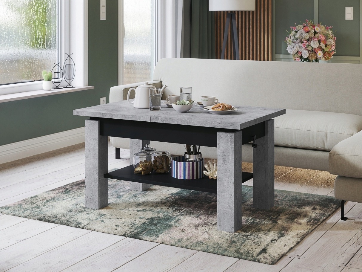 Transforming coffee table Glendale 100 (Concrete + Black)