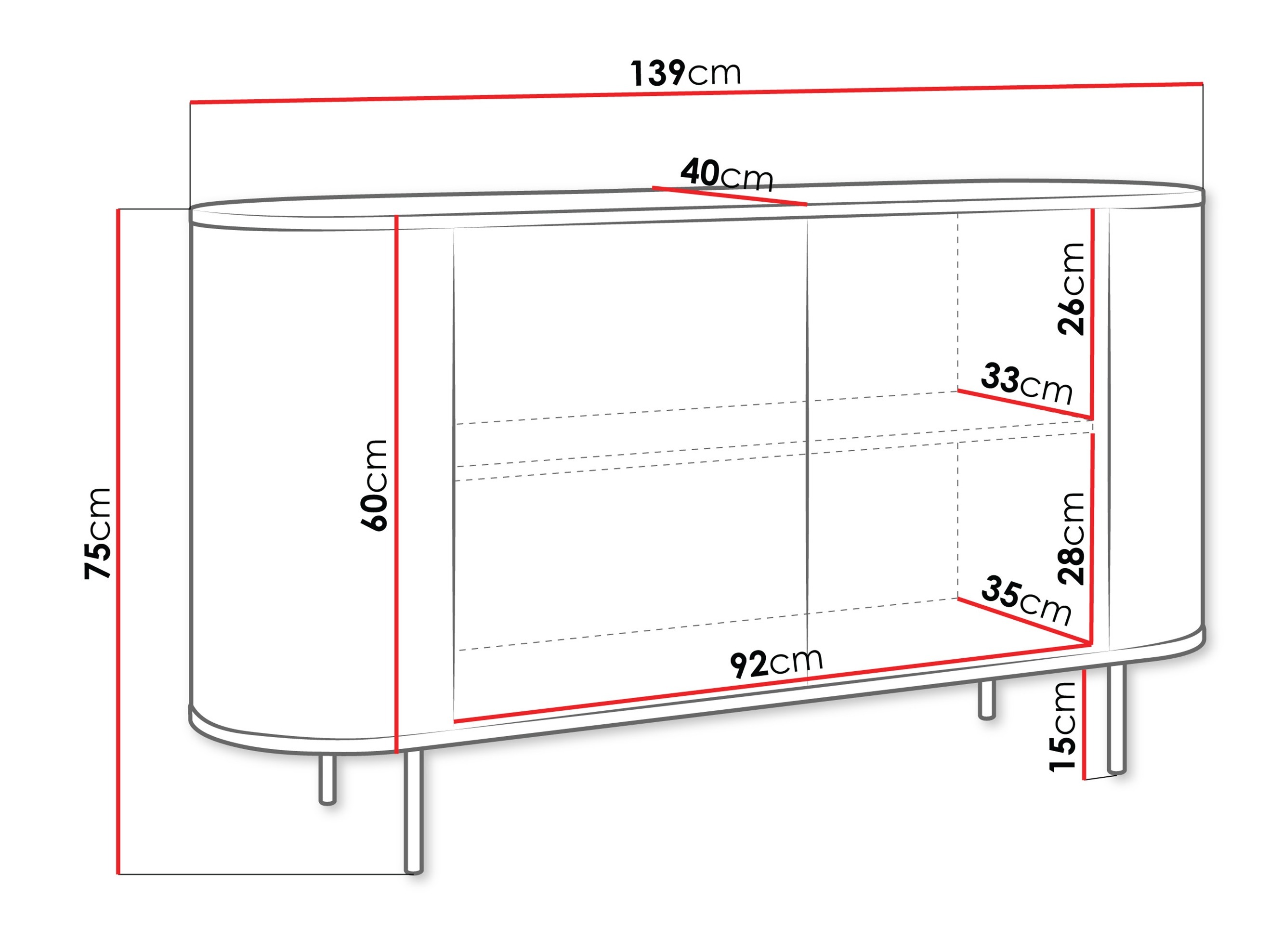 Sideboard Comfivo Livtena (Black marble + Black)