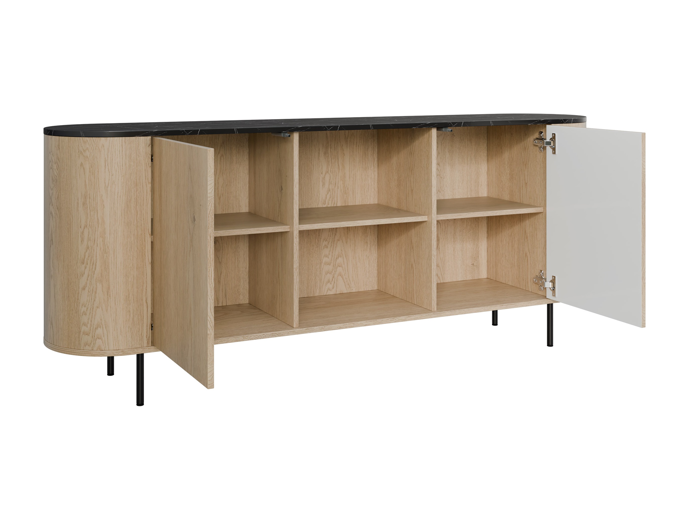 Sideboard Comfivo Livtena I (White marble + Golden)