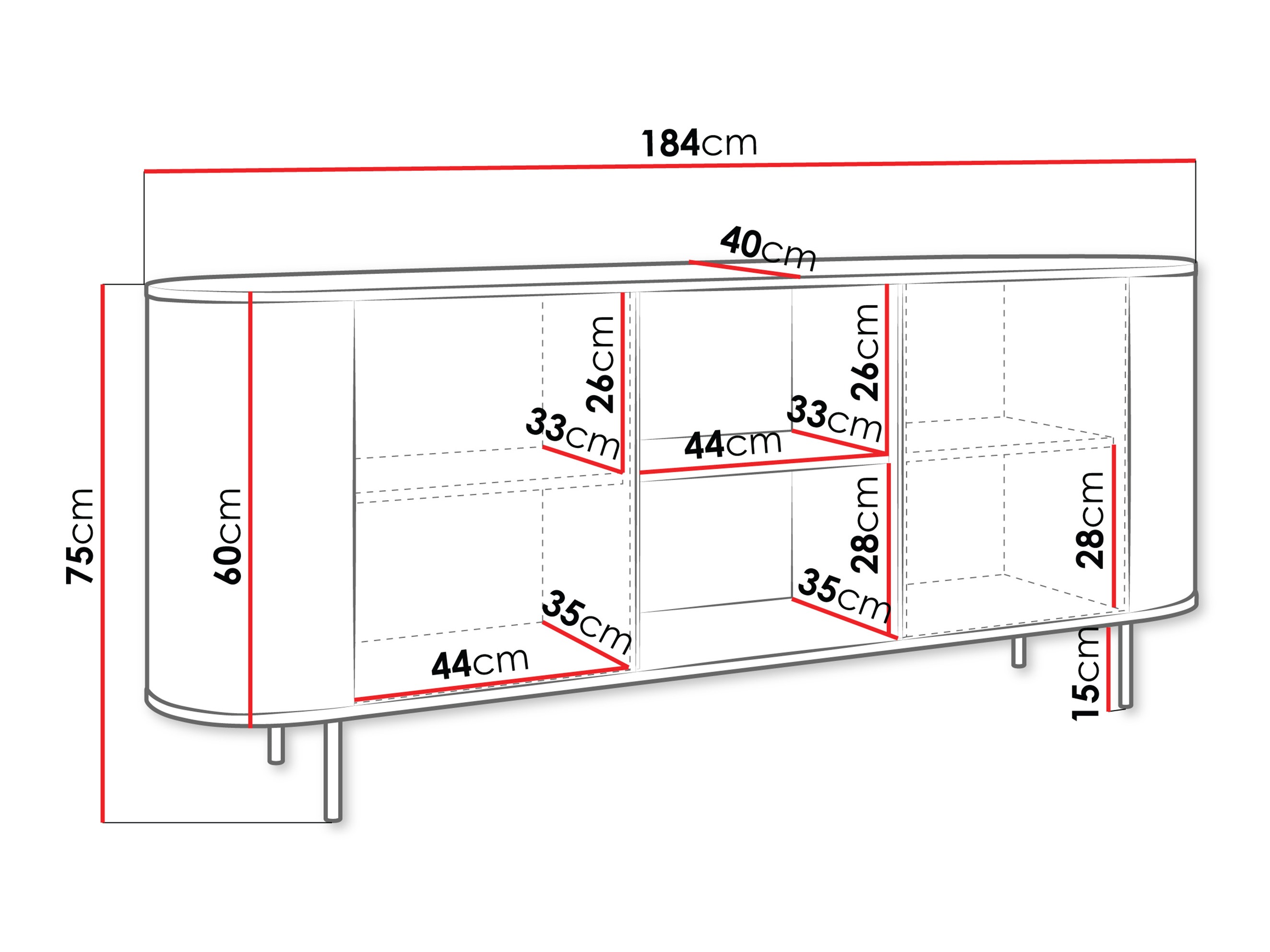 Sideboard Comfivo Livtena I (White marble + Golden)
