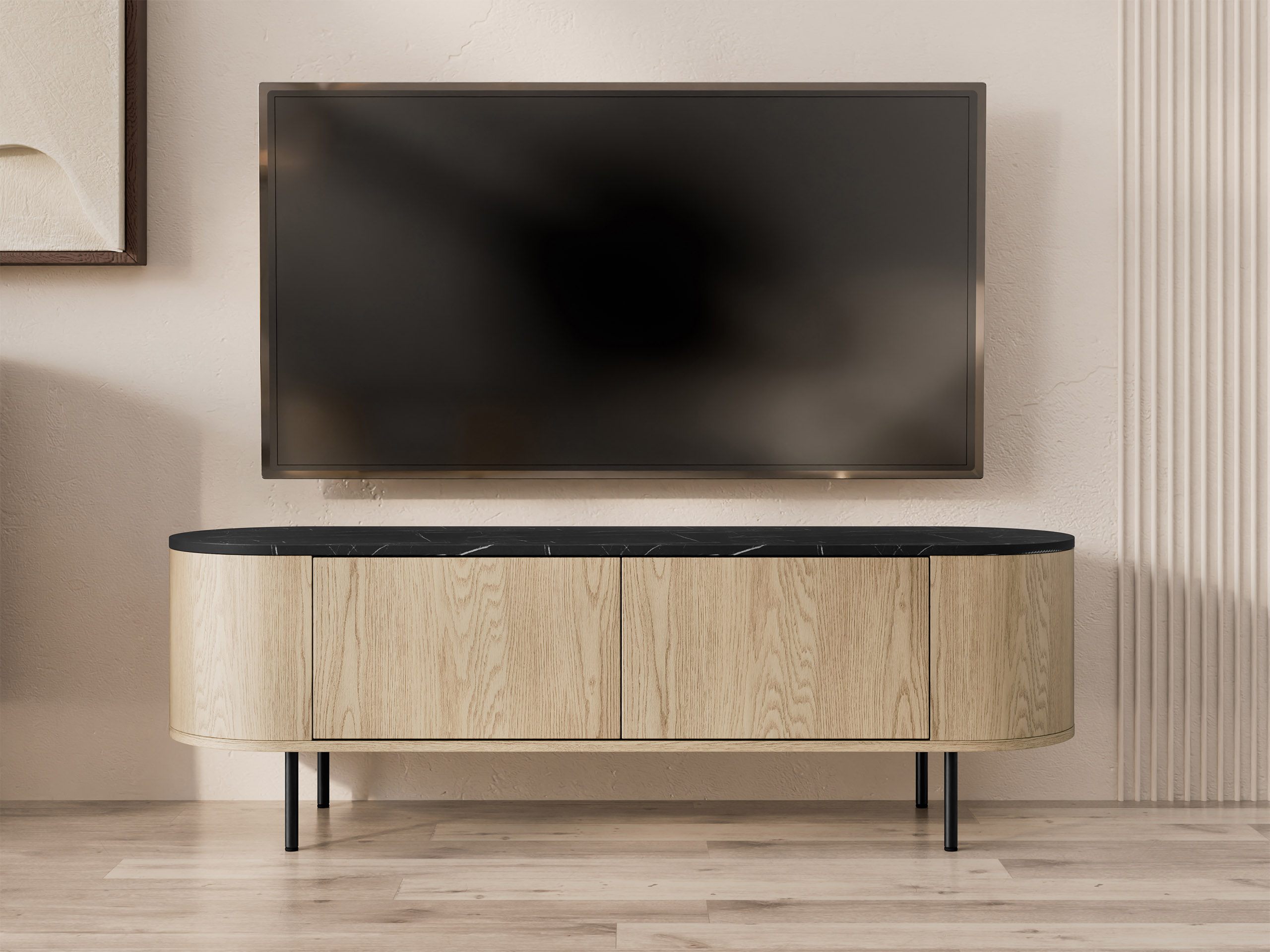 TV stand Comfivo Livtena (Black marble + Black)