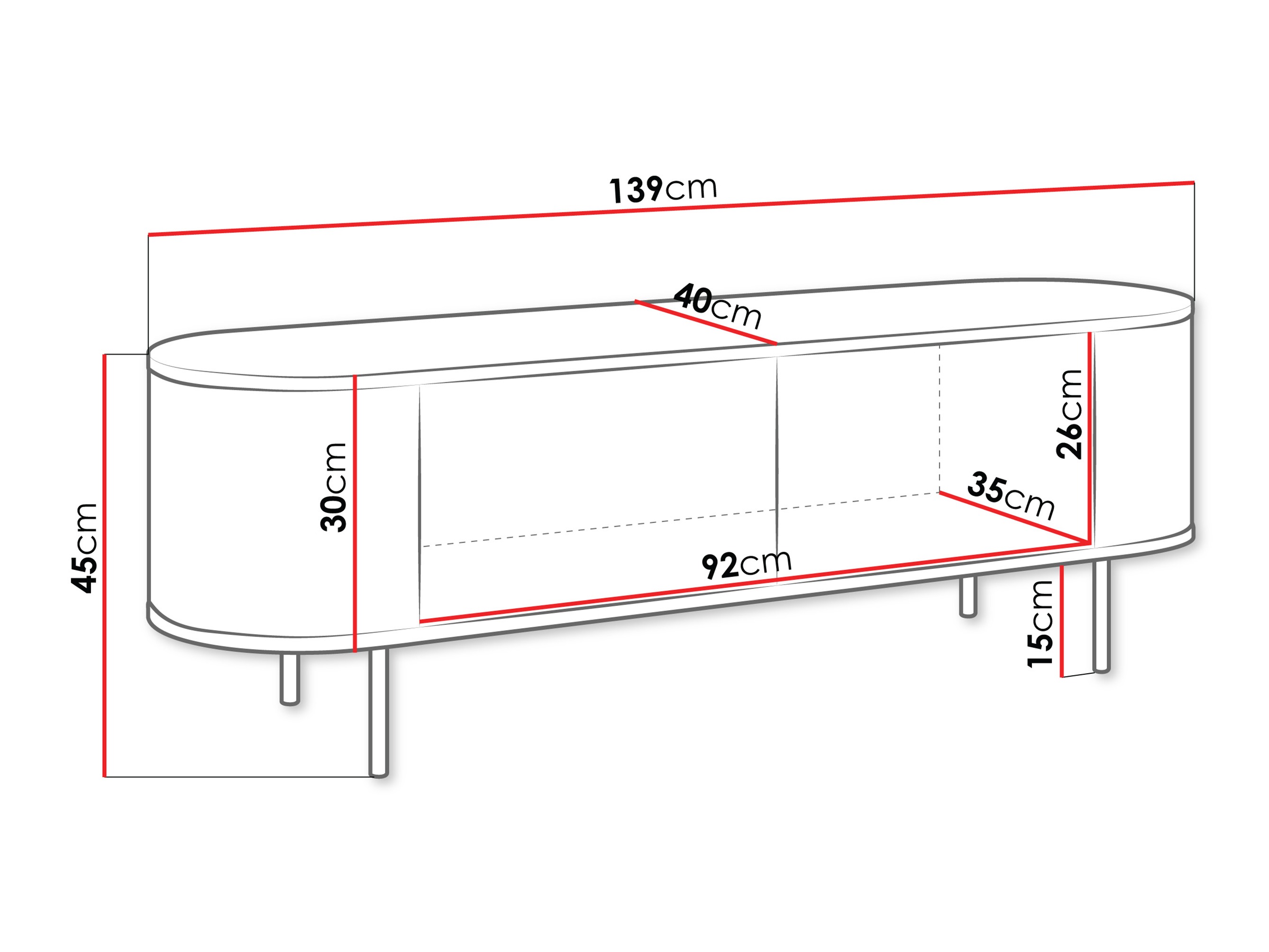 TV stand Comfivo Livtena (Black marble + Black)