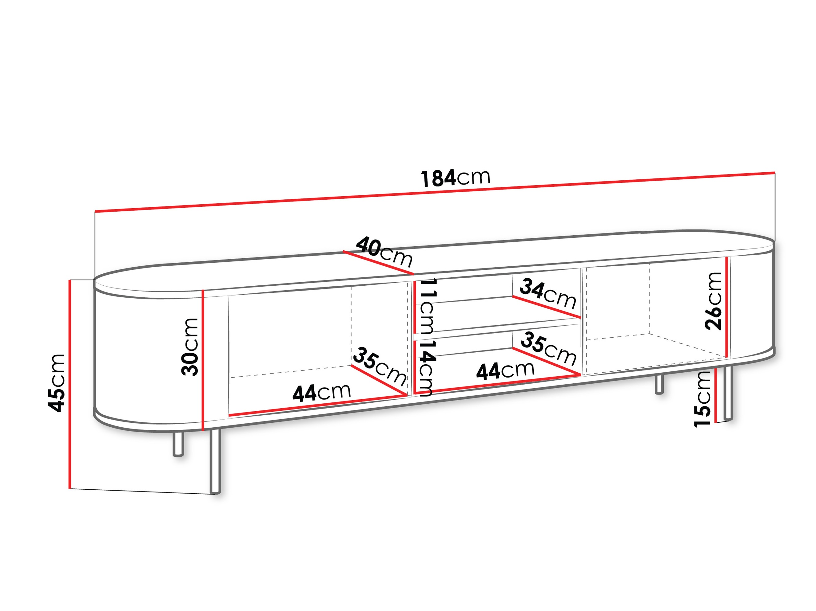 TV stand Comfivo Livtena I (Black marble + Black)