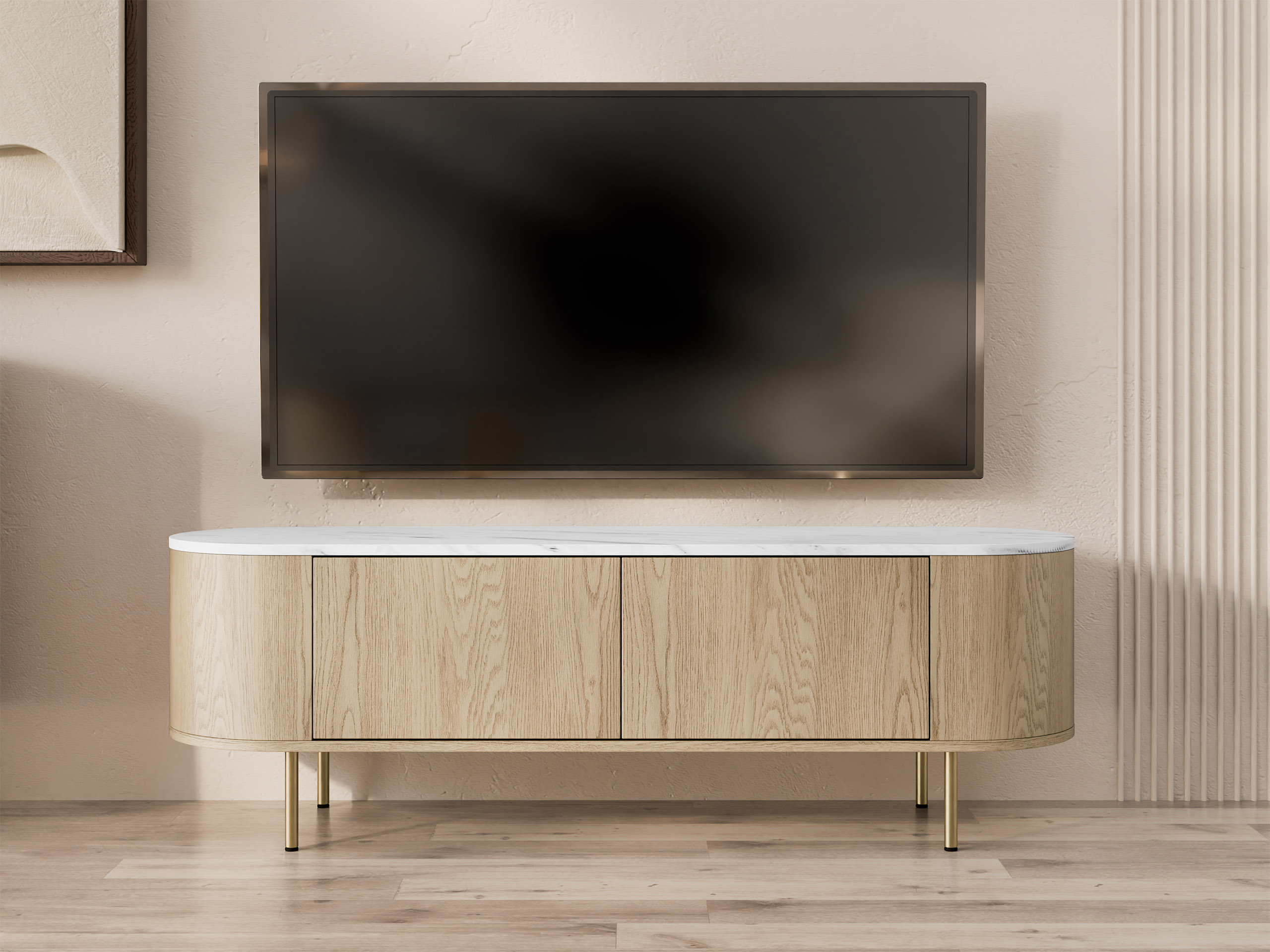 TV stand Comfivo Livtena (White marble + Golden)