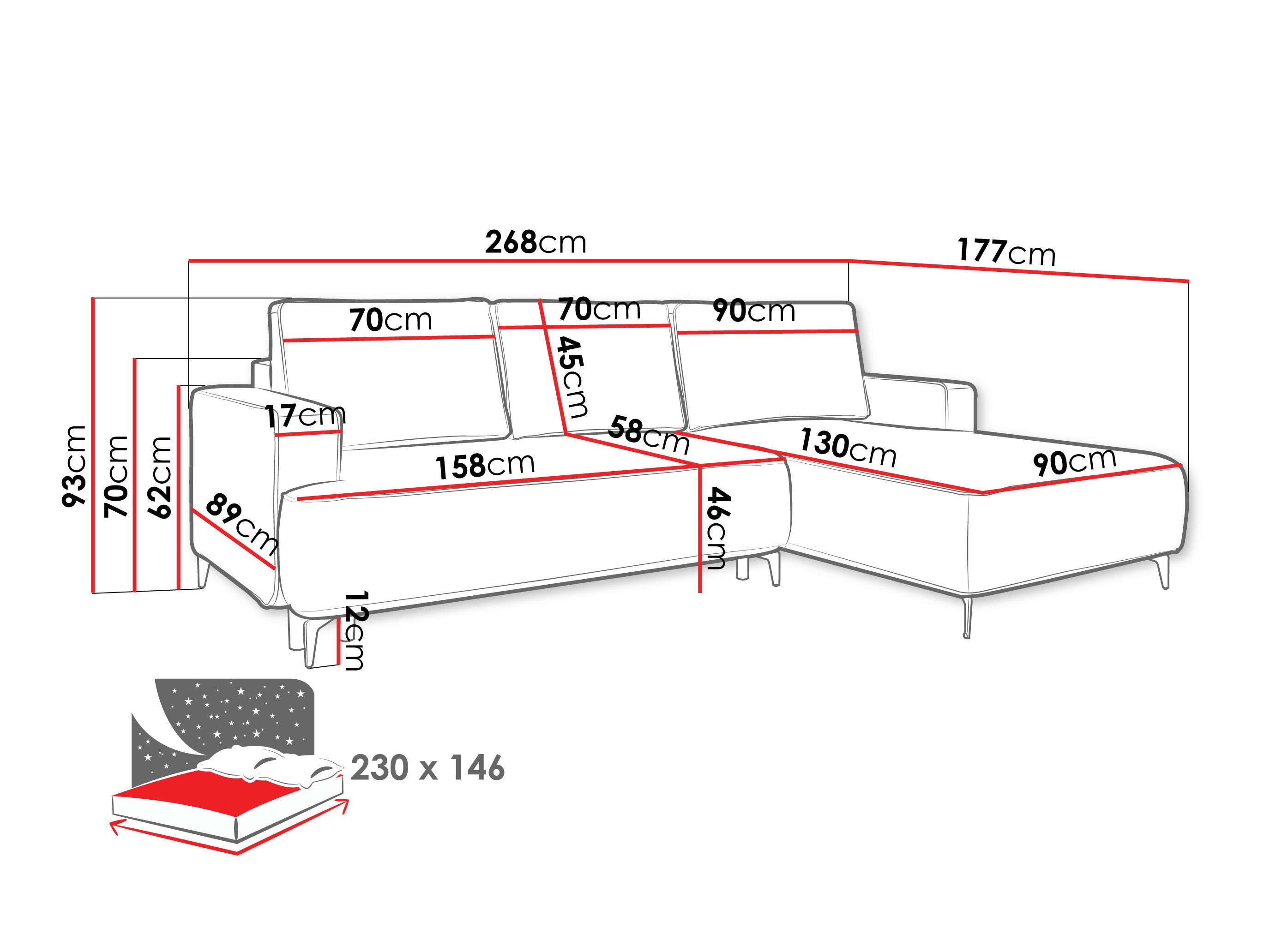 Corner sofa ComfiDream Lyraion (Castel 15)