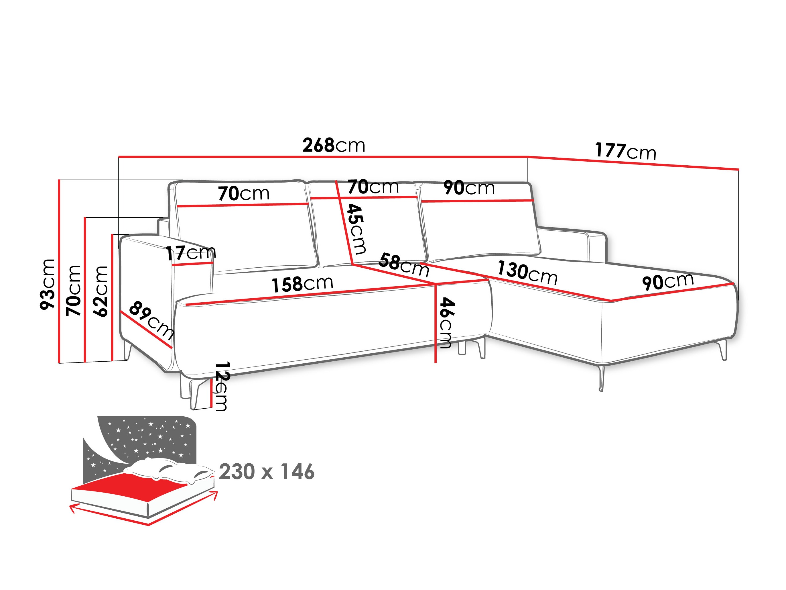 Corner sofa ComfiDream Lyraion (Castel 39)