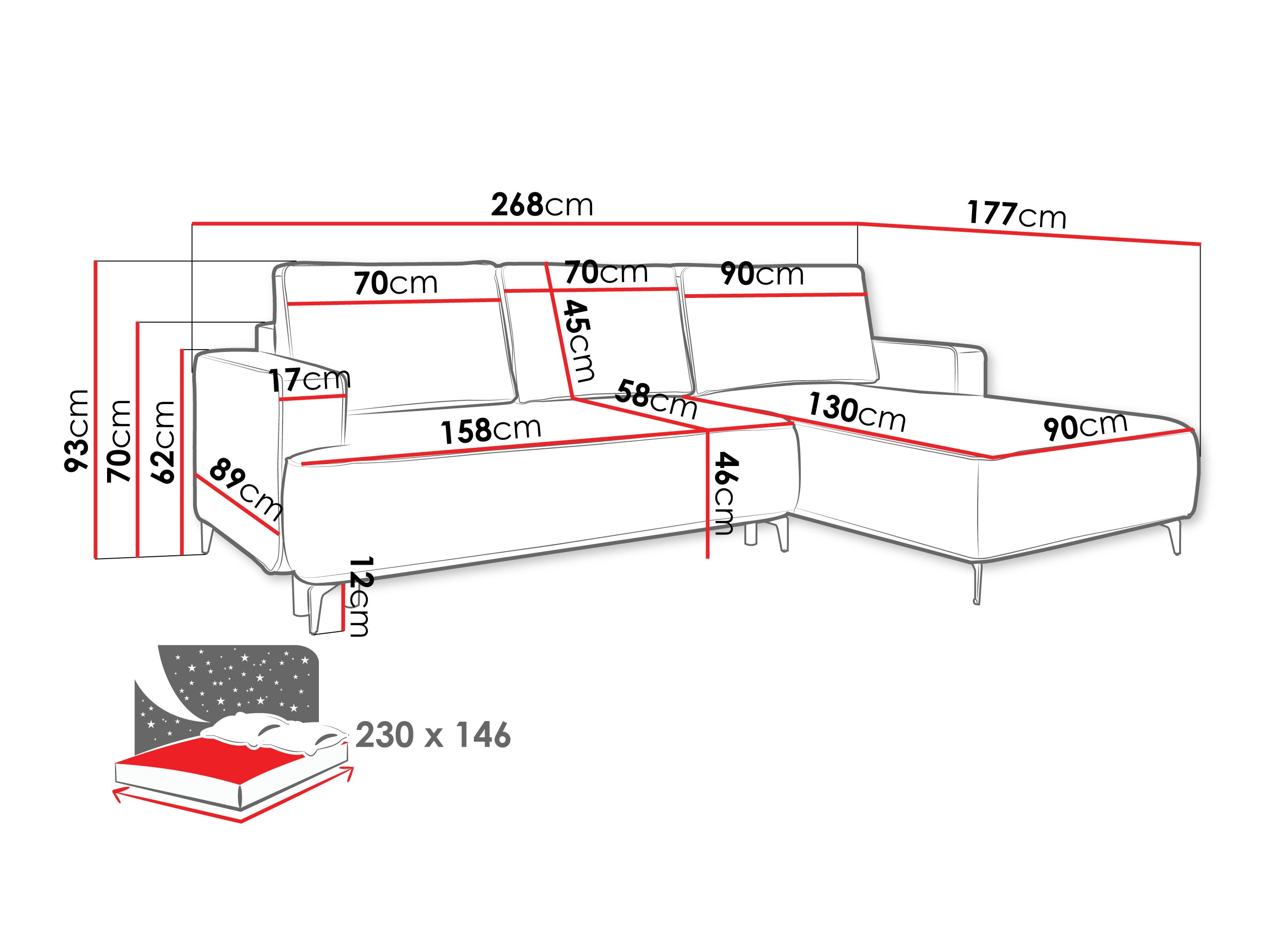 Corner sofa ComfiDream Lyraion (Castel 59)