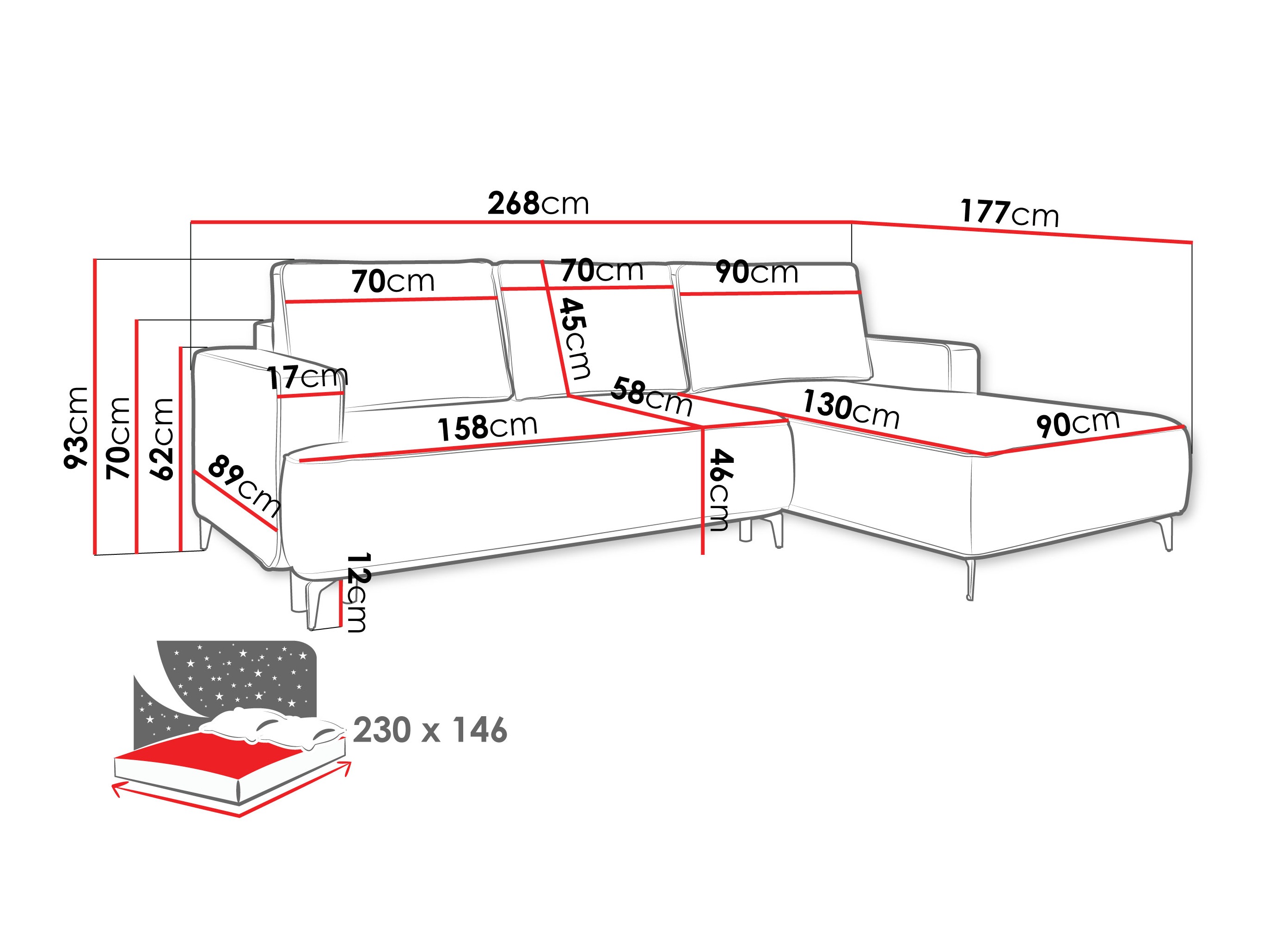 Corner sofa ComfiDream Lyraion (Castel 59)