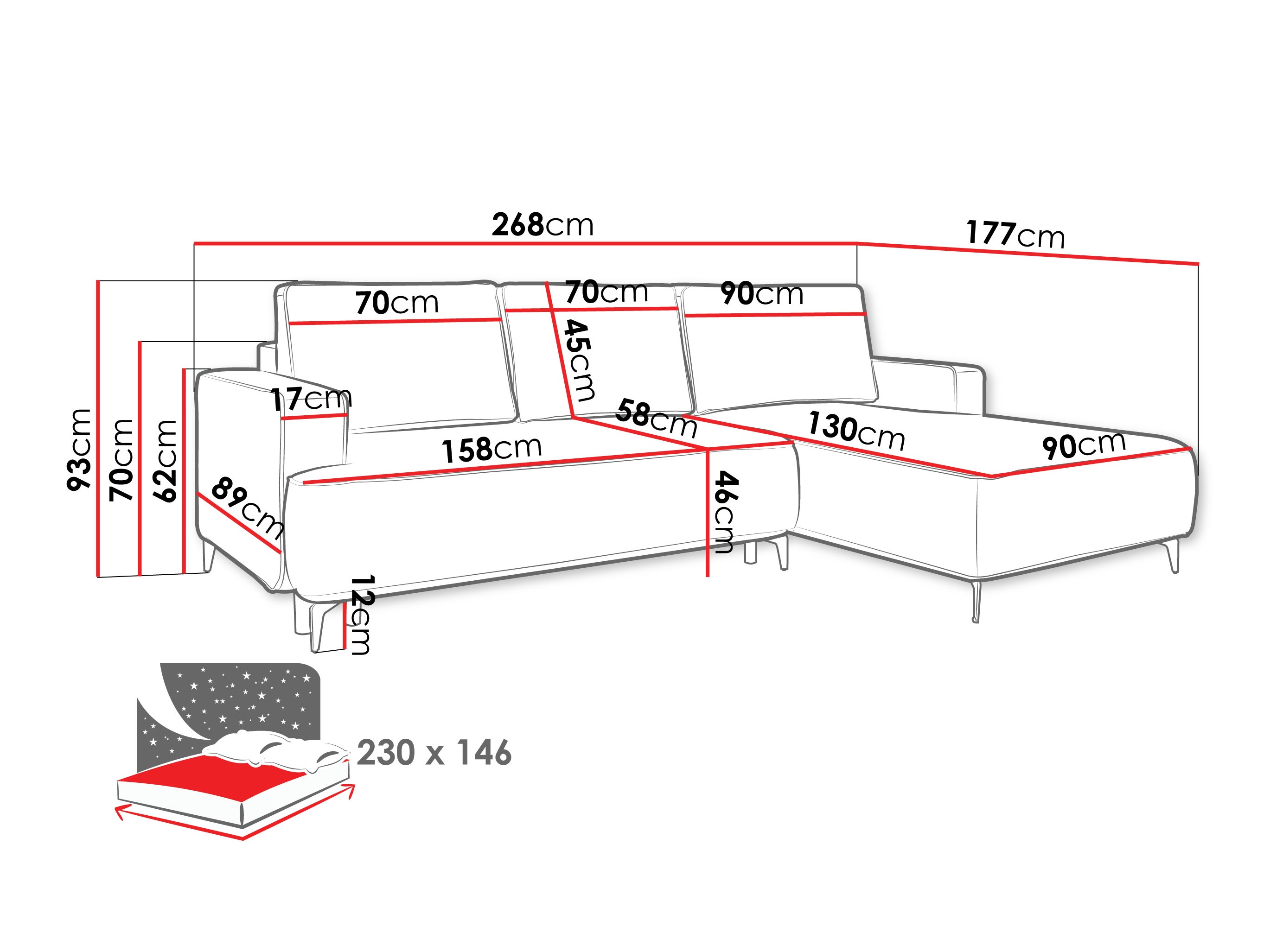 Corner sofa ComfiDream Lyraion (Castel 79)
